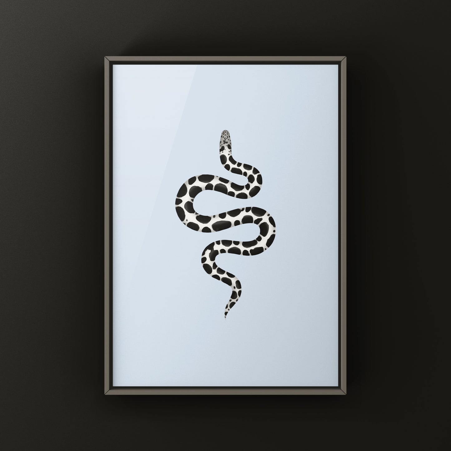 Anerythristic Kenyan Sand Boa art print featuring a detailed illustration of Gongylophis colubrinus on a white background.