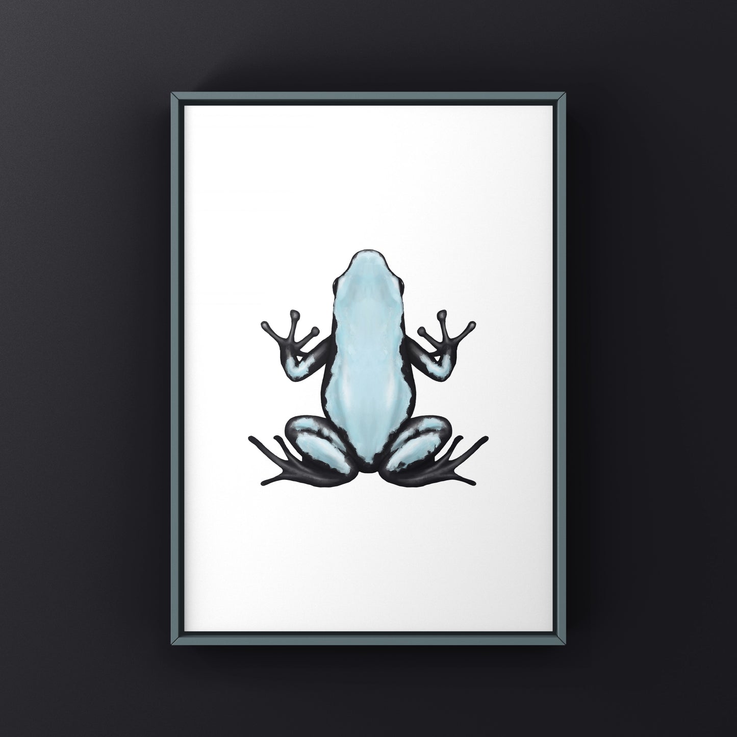 Blue Splash Back Poison Frog art print by The Silk Ranch featuring vibrant Adelphobates galactonotus design on high-quality paper.