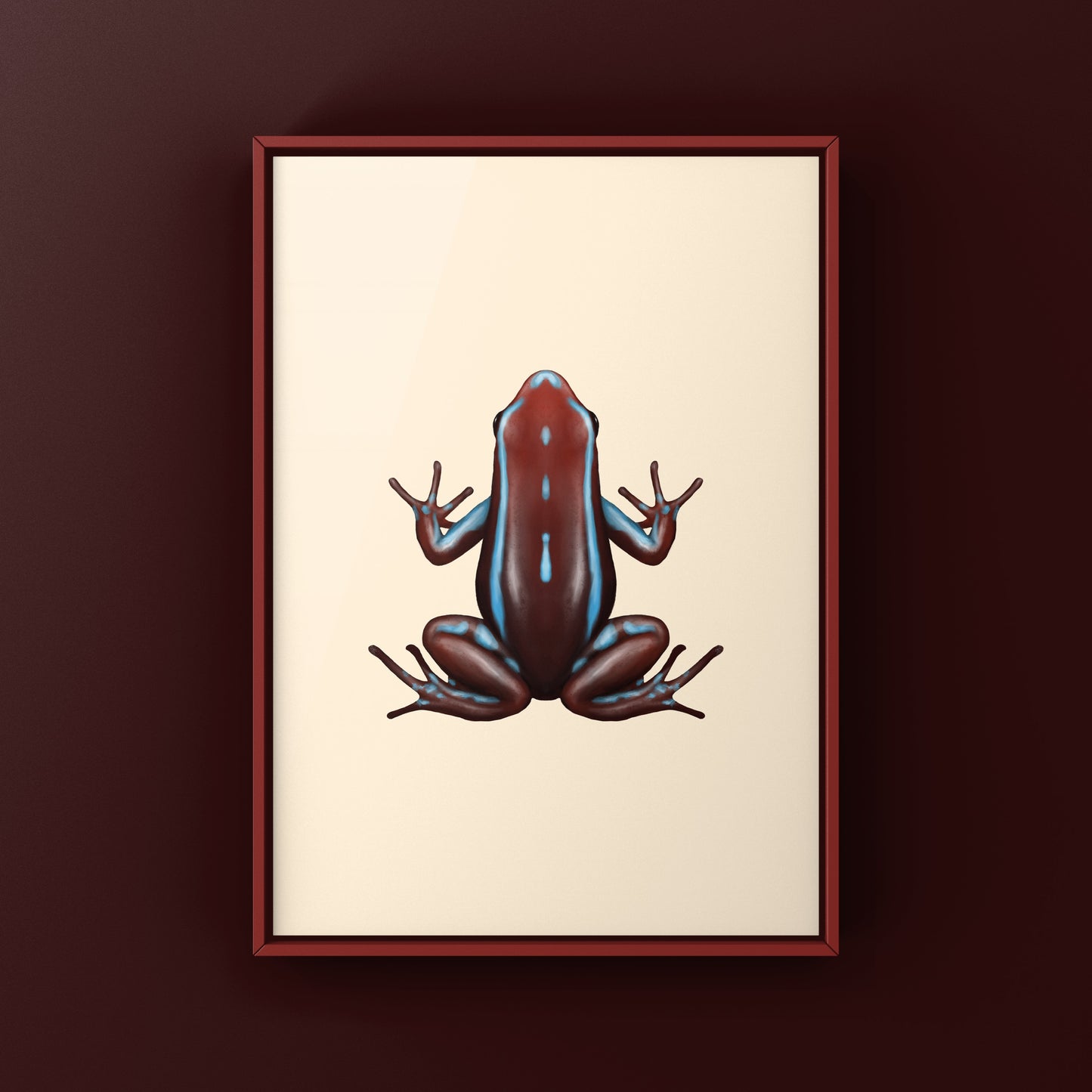 Colorful Ankas Anthony’s Poison Arrow Frog art print by The Silk Ranch, showcasing vibrant amphibian details on high-quality paper.
