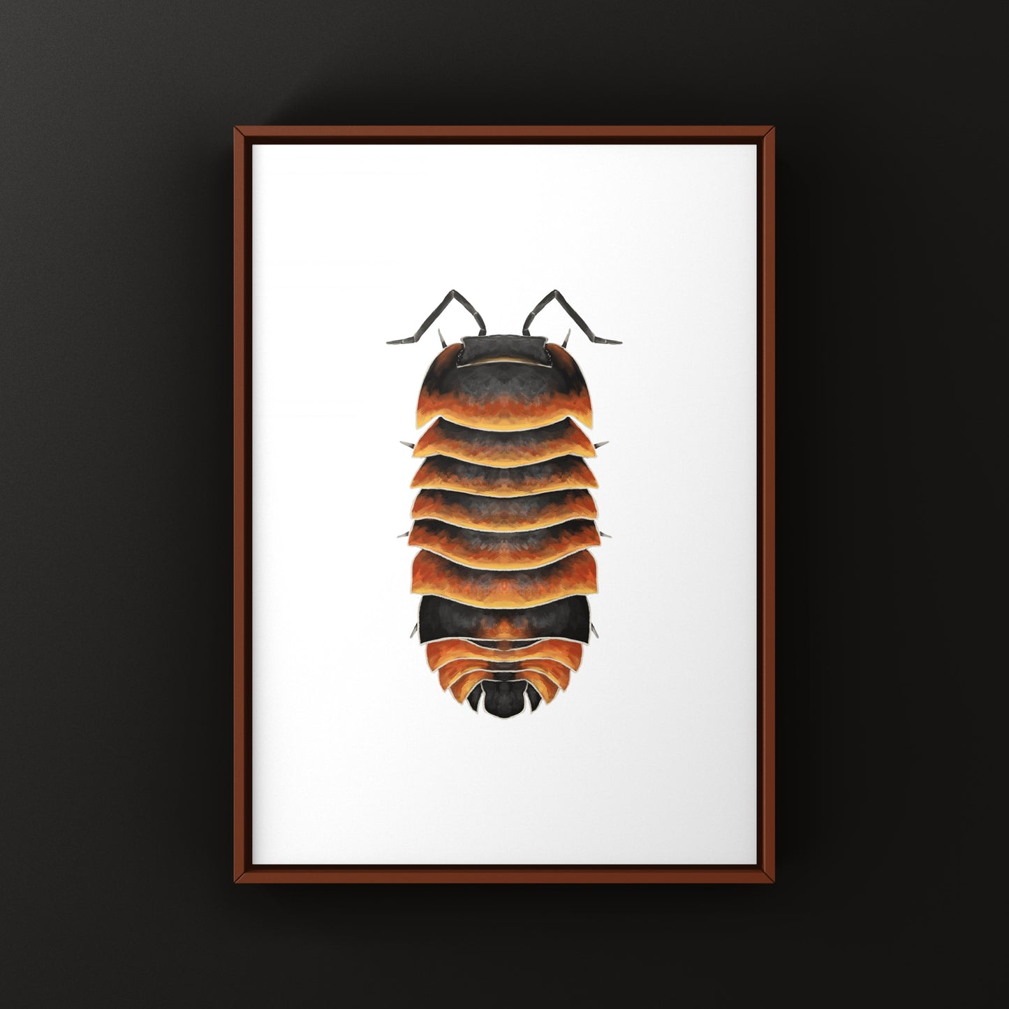 Close-up of Ember Bee Isopod Ardentiella sp. art print by The Silk Ranch, showcasing detailed illustration of the tiny crustacean.