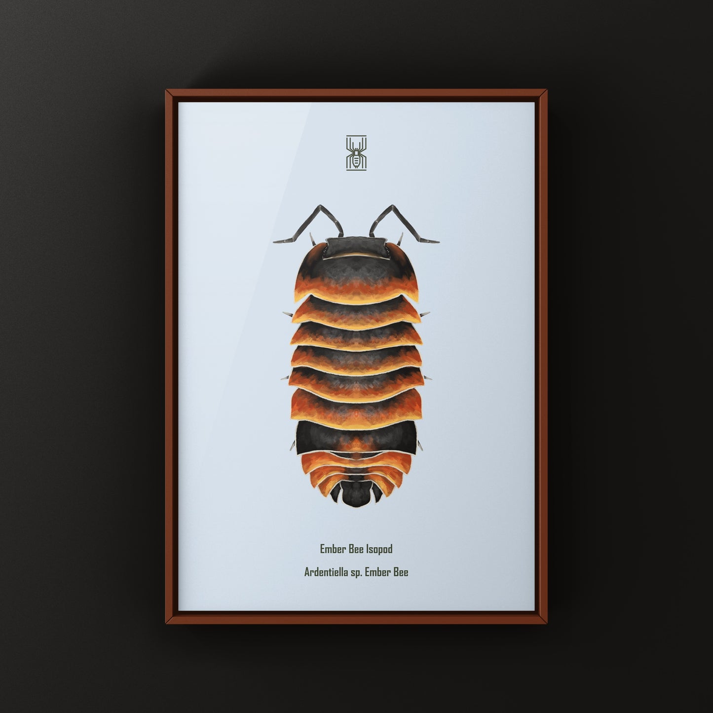 Ember Bee Isopod Ardentiella sp. art print featuring detailed illustrations of the Ember Bee Isopod by The Silk Ranch.