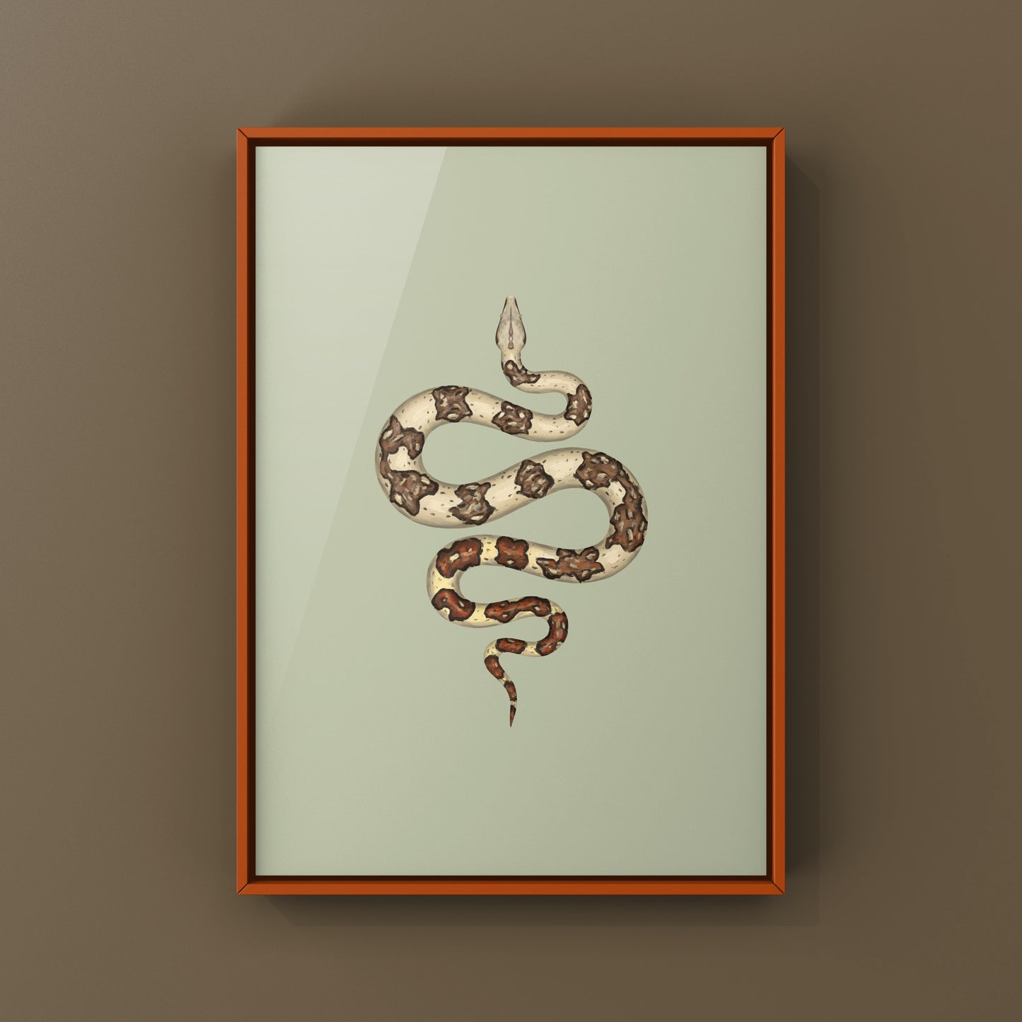 Colorful Jungle Colombian Red Tail Boa art print by The Silk Ranch showcasing a Boa imperator with vibrant red and green tones.