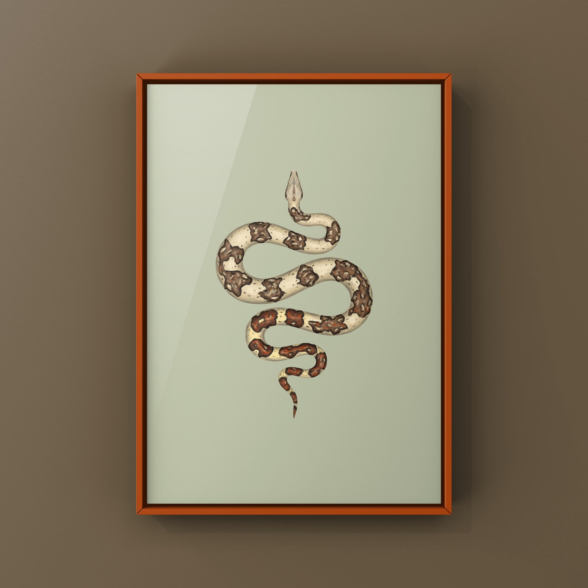 Colorful Jungle Colombian Red Tail Boa art print by The Silk Ranch showcasing a Boa imperator with vibrant red and green tones.