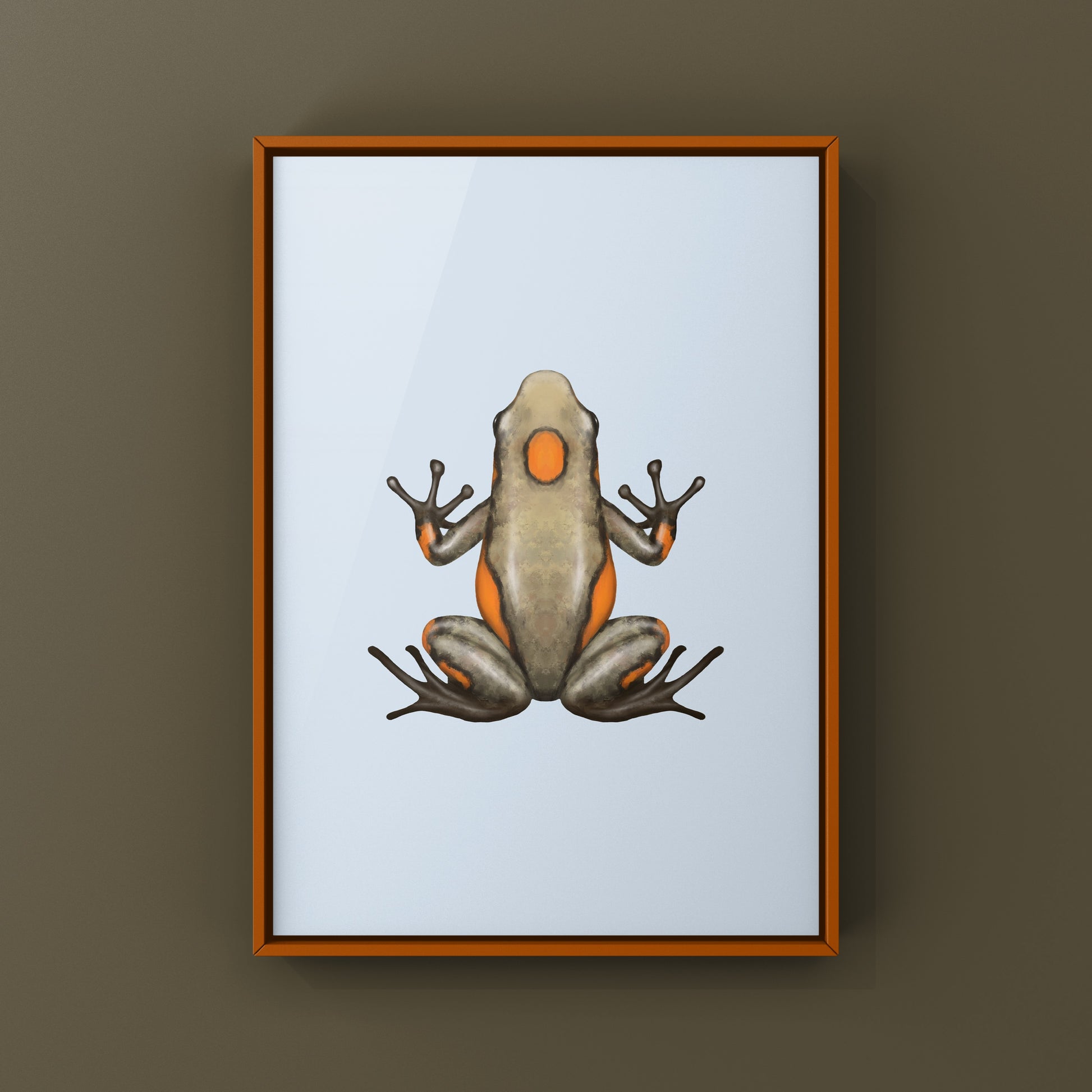 Colorful Tado Harlequin Poison Frog art print featuring vibrant Oophaga histrionica illustrations on high-quality paper.