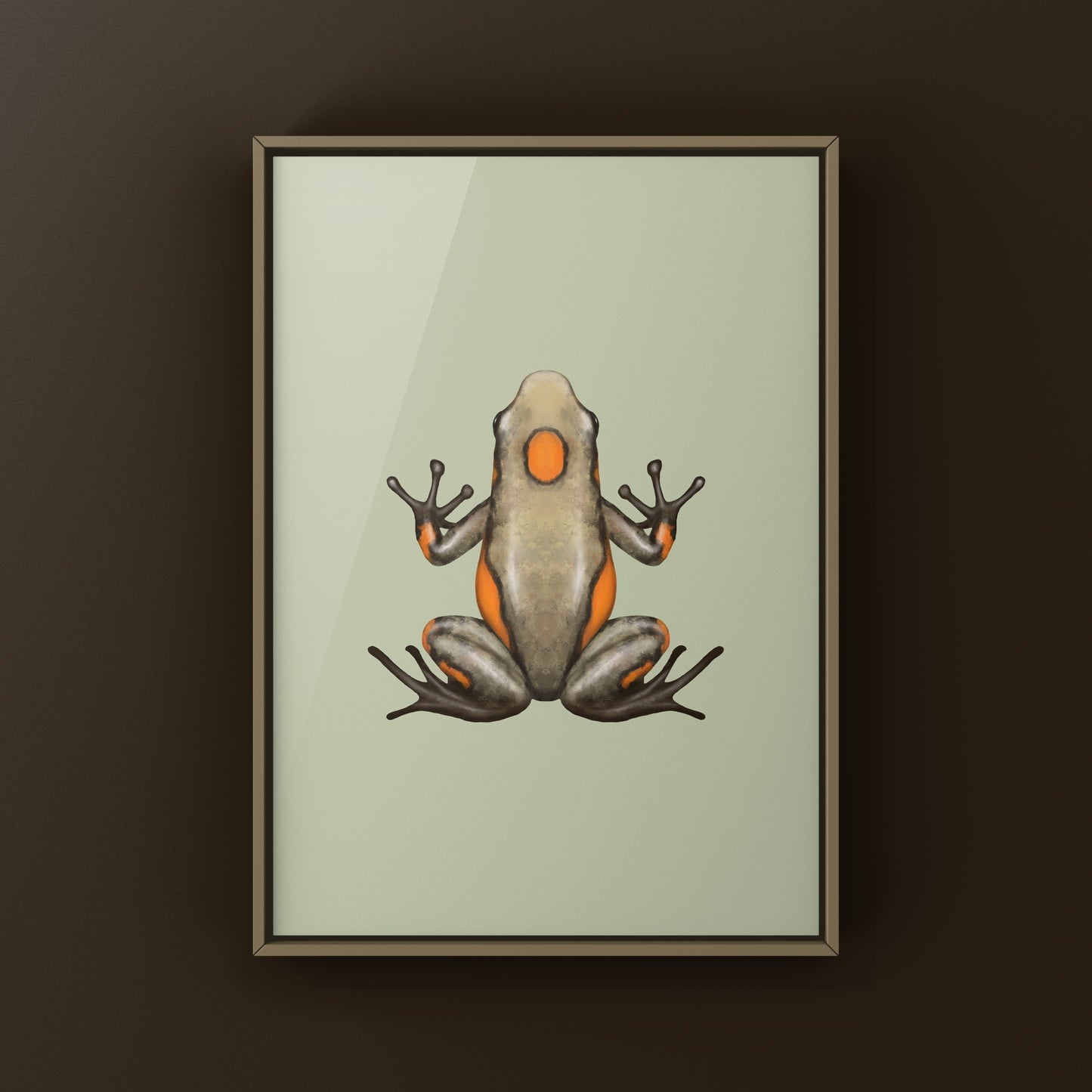 Colorful Tado Harlequin Poison Frog art print featuring vibrant Oophaga histrionica on a white background.