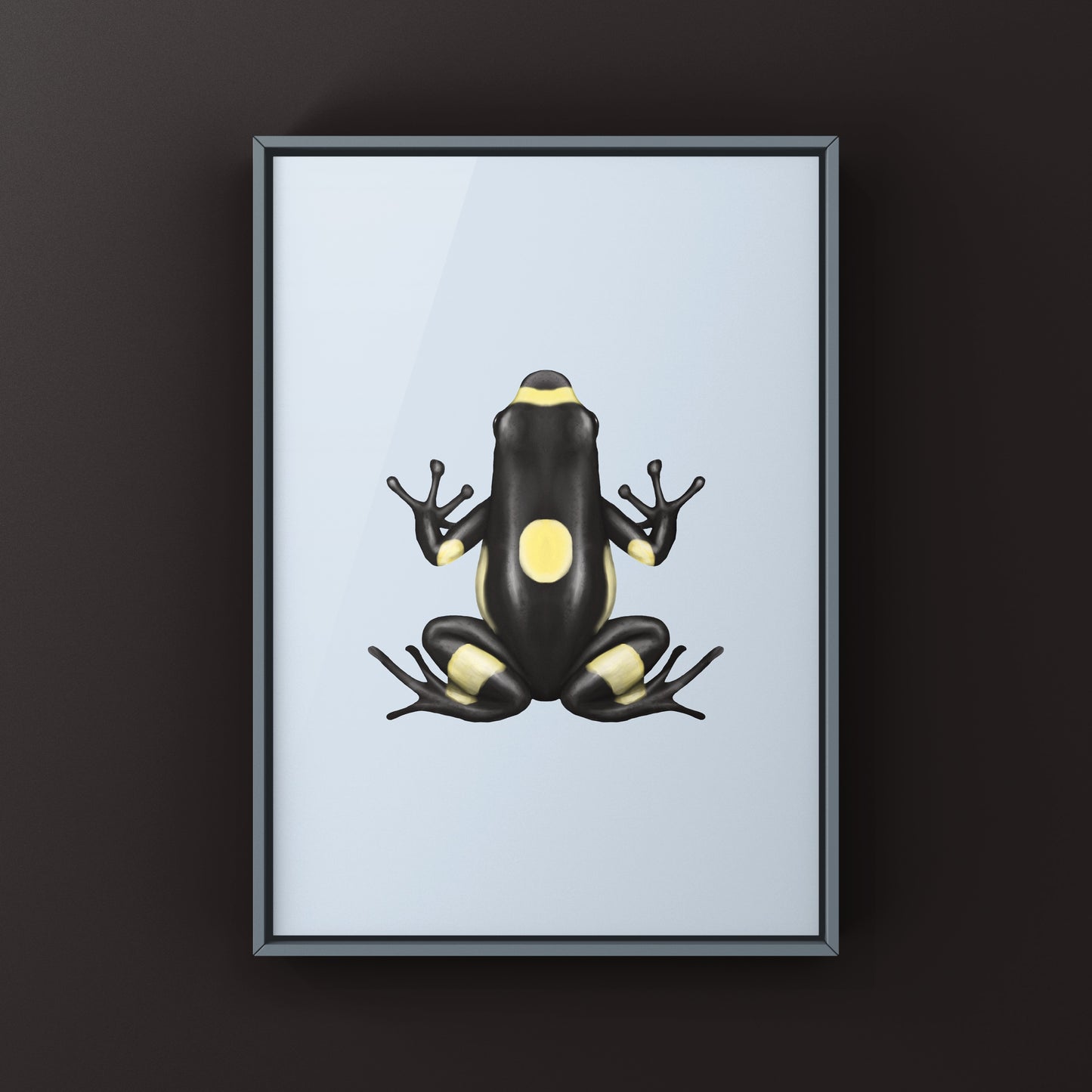 Colorful Bullseye Cream Harlequin Poison Frog art print by The Silk Ranch, showcasing vibrant amphibian details.