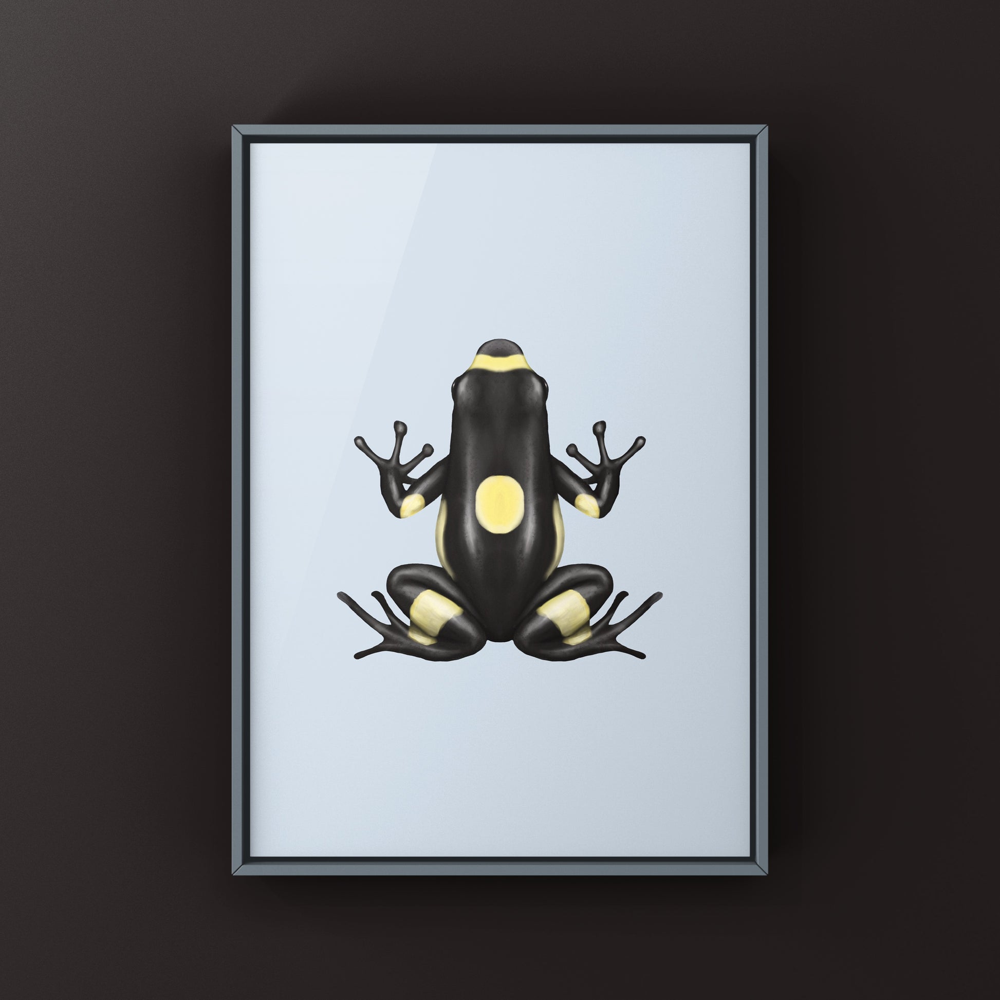 Colorful Bullseye Cream Harlequin Poison Frog art print by The Silk Ranch, showcasing vibrant amphibian details.