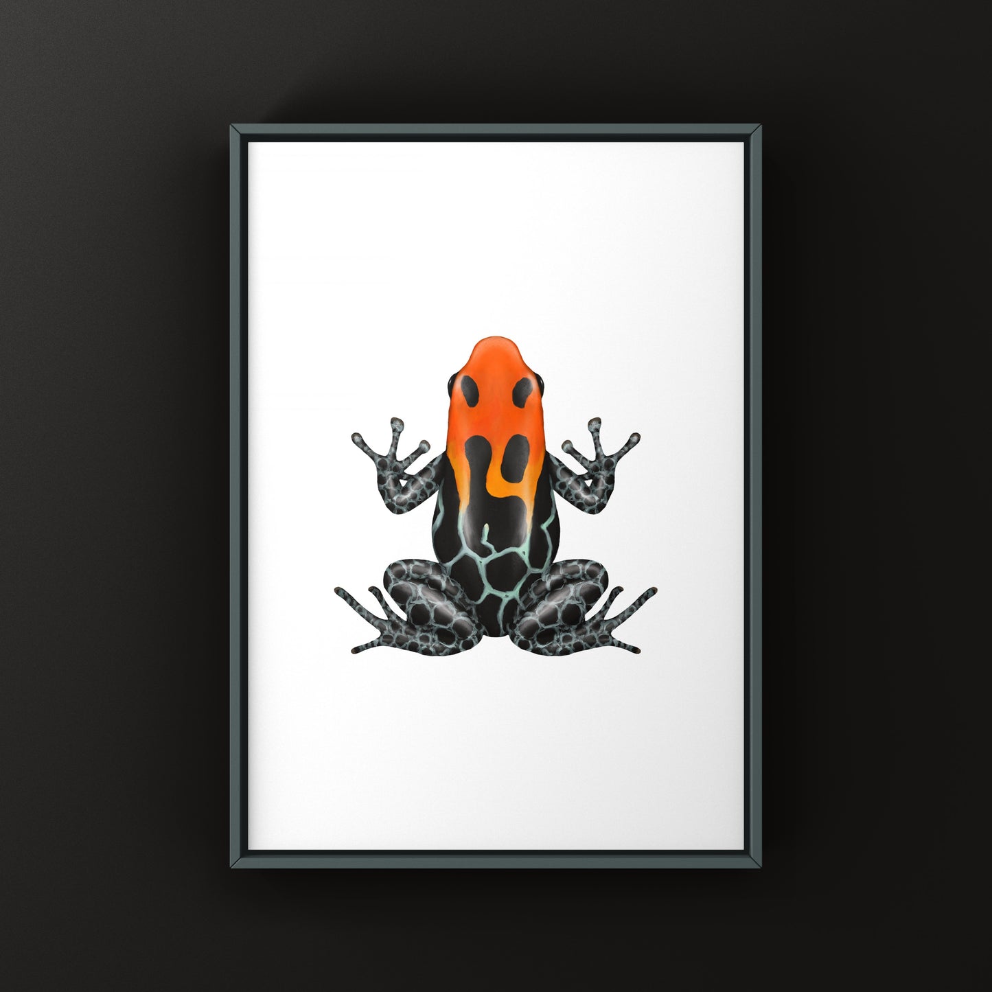 Colorful Ranitomeya amazonica poison frog art print by The Silk Ranch, showcasing vibrant details of the Amazonian amphibian.