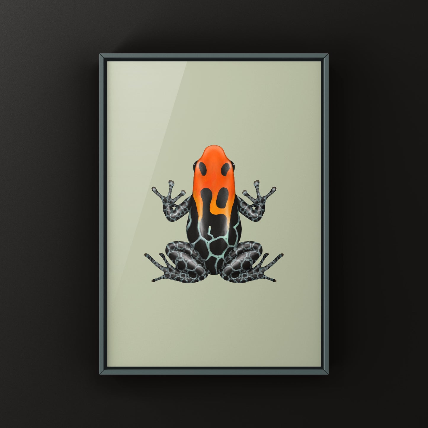 Colorful Amazonian poison frog art print featuring the Ranitomeya amazonica species by The Silk Ranch