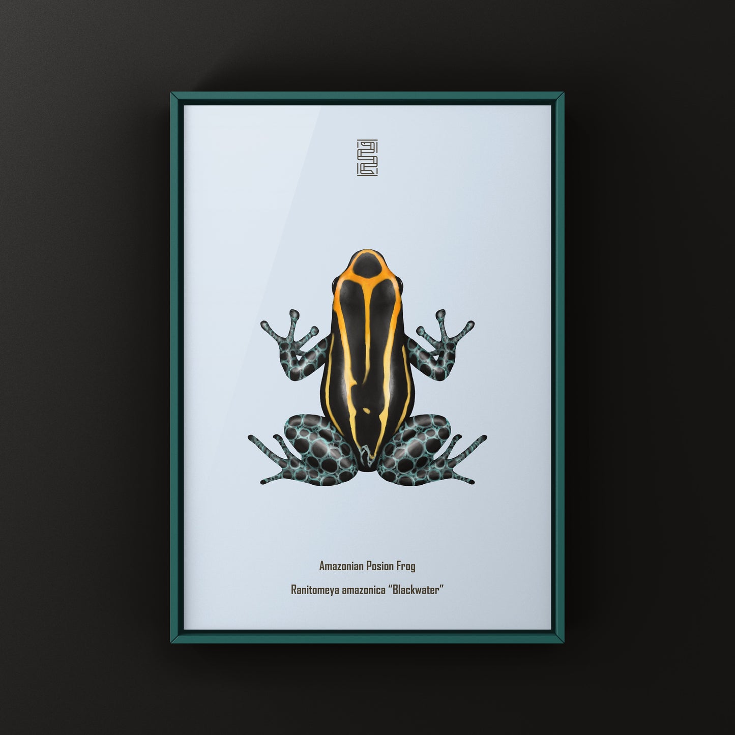 Colorful Blackwater Amazonian Poison Frog art print by The Silk Ranch, showcasing vibrant Ranitomeya amazonica on a natural background.