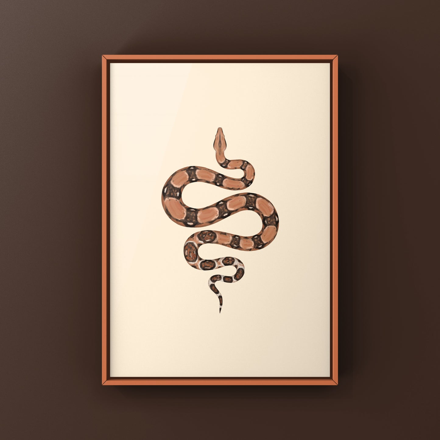 Colorful art print of a Blood Colombian Red Tail Boa (Boa imperator) by The Silk Ranch, showcasing vibrant snake details.