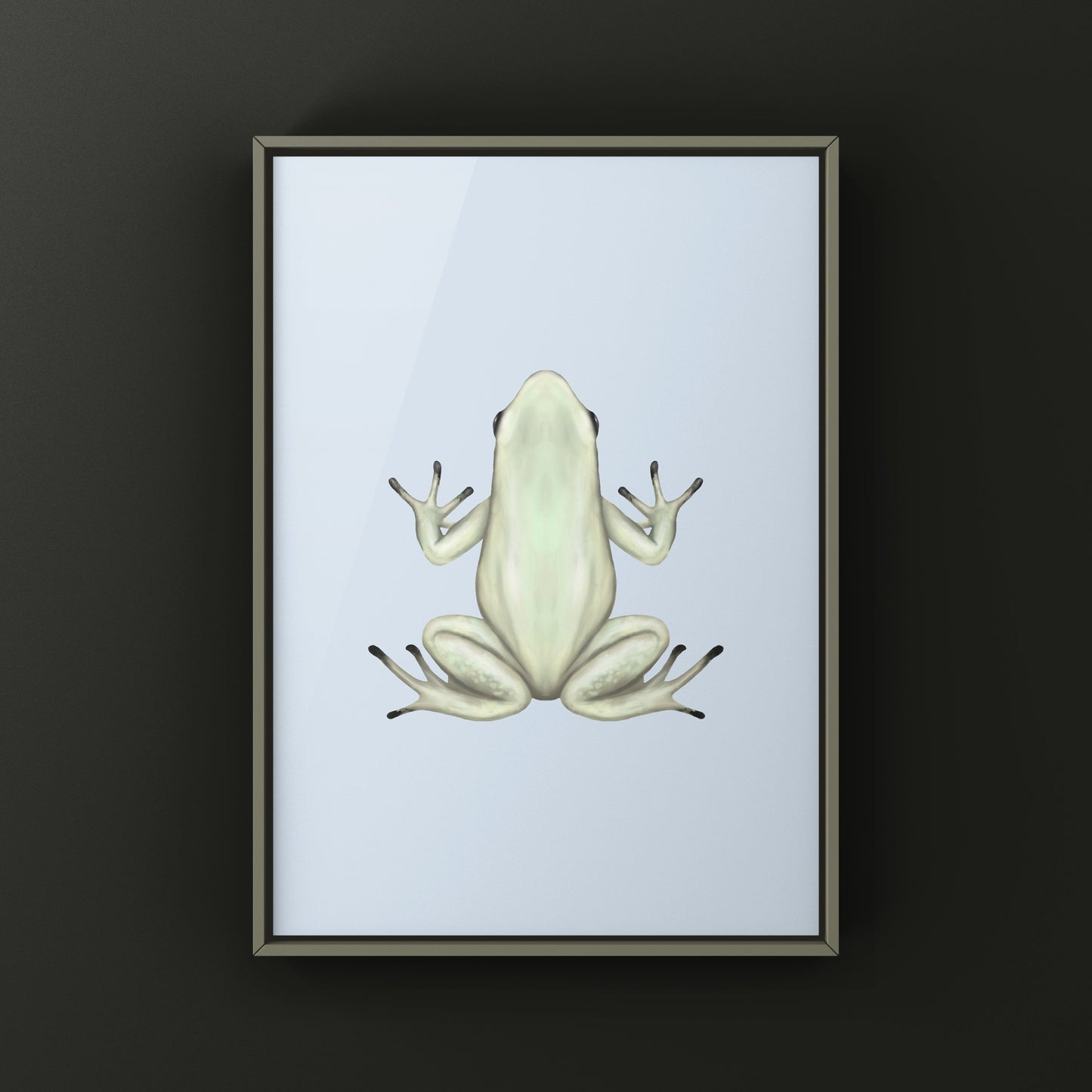 Mint golden poison frog art print featuring Phyllobates terribilis, showcasing vibrant colors and detailed illustration.