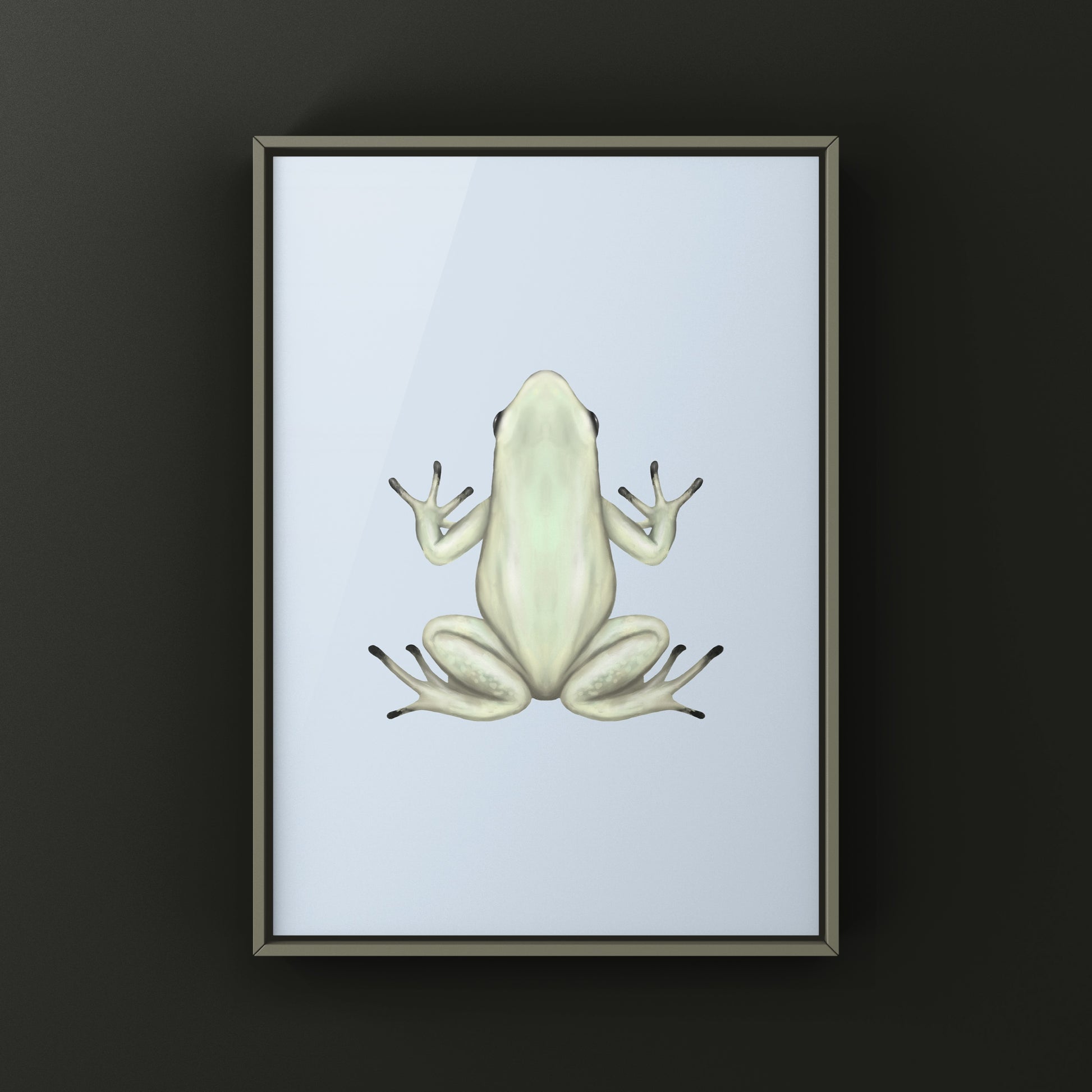 Mint golden poison frog art print featuring Phyllobates terribilis, showcasing vibrant colors and detailed illustration.