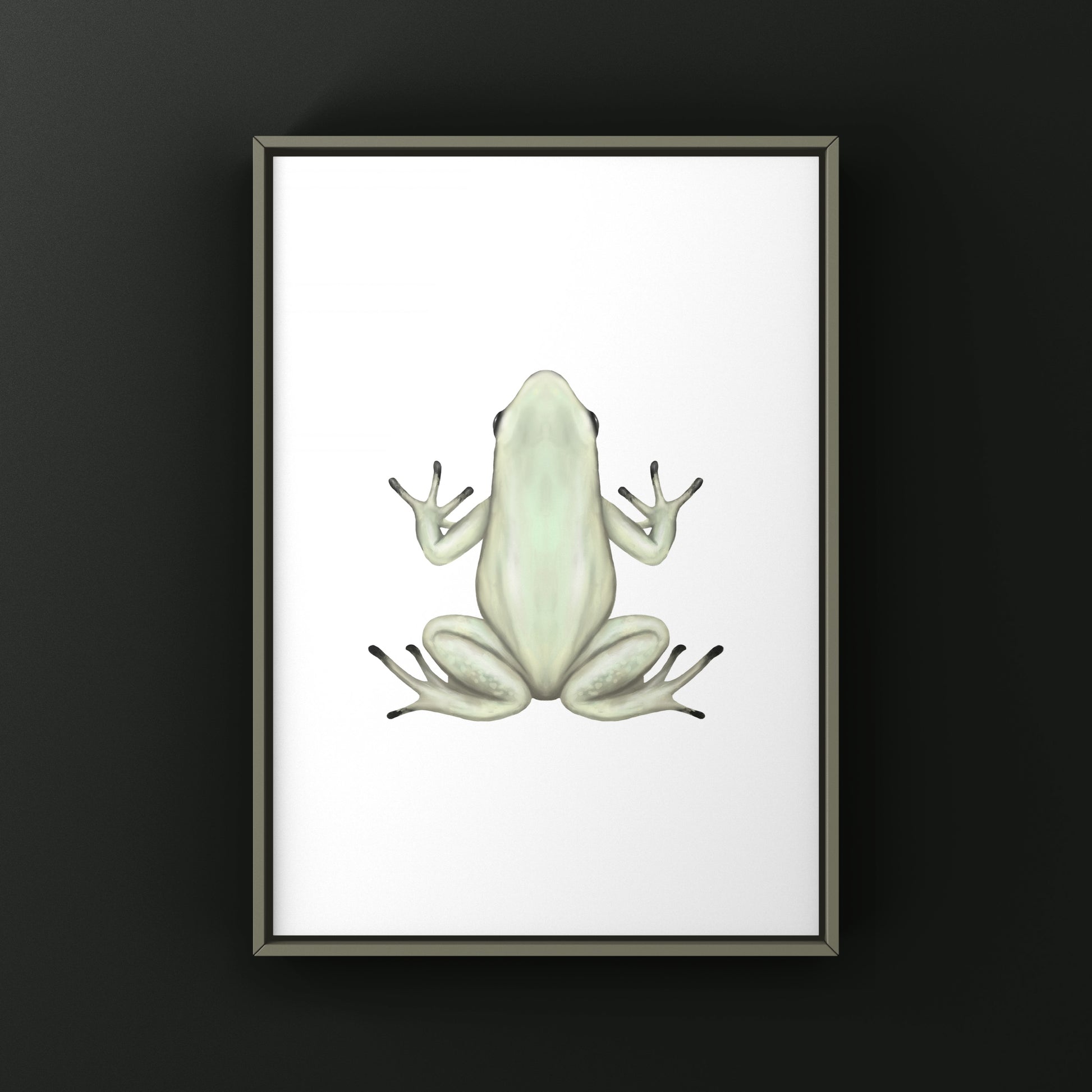 Mint golden poison frog art print by The Silk Ranch featuring a vibrant Phyllobates terribilis illustration on white background.