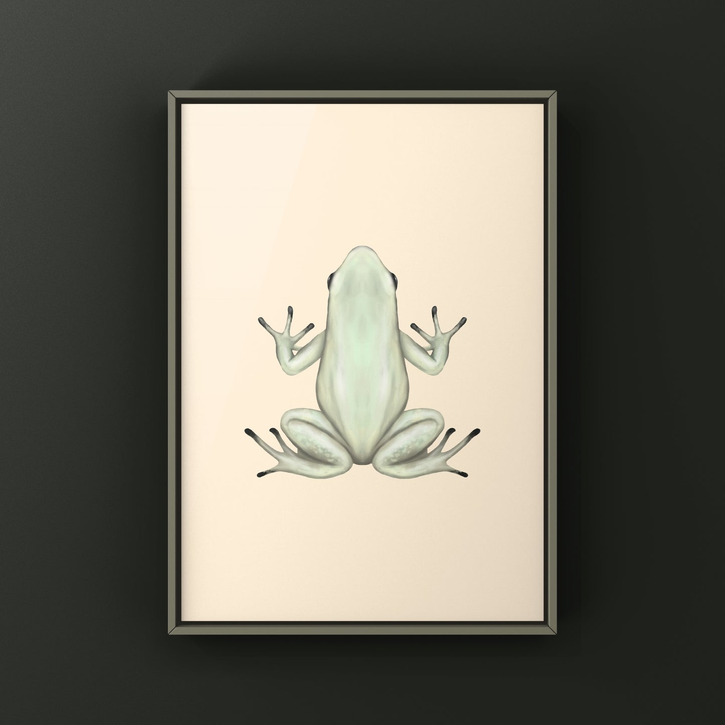 Mint golden poison frog art print featuring vibrant Phyllobates terribilis on textured paper by The Silk Ranch.
