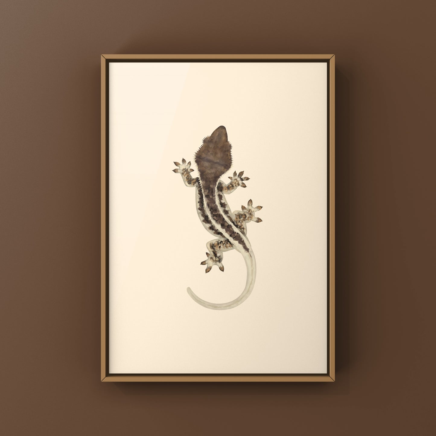 Frappuccino Crested Gecko Art Print (Correlophus ciliatus)