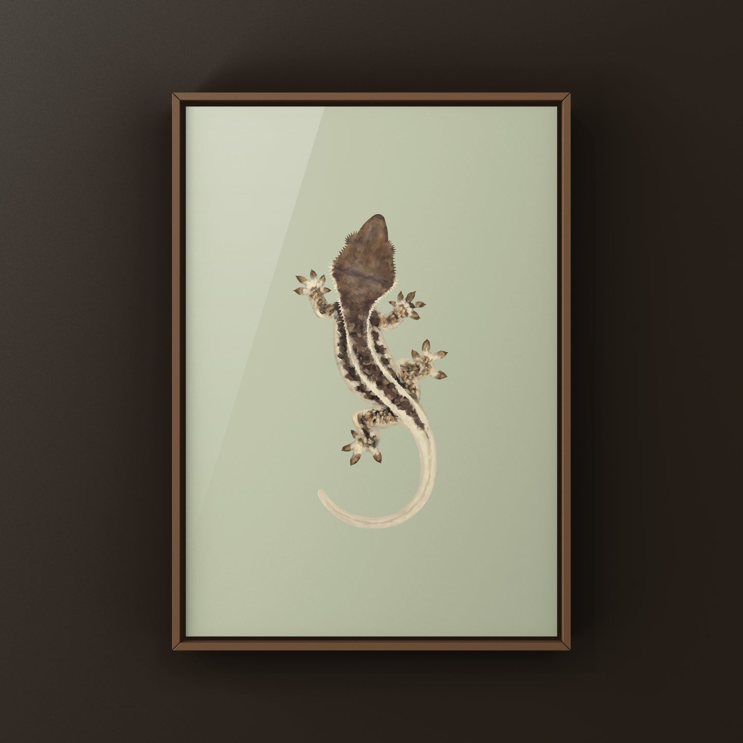 Frappuccino Crested Gecko Art Print (Correlophus ciliatus)