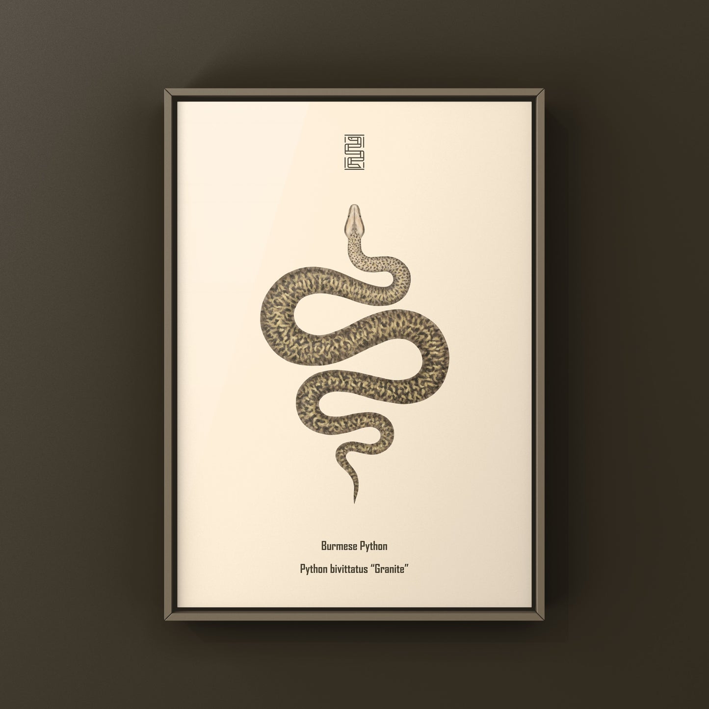 Granite Burmese Python Art Print (Python bivittatus)