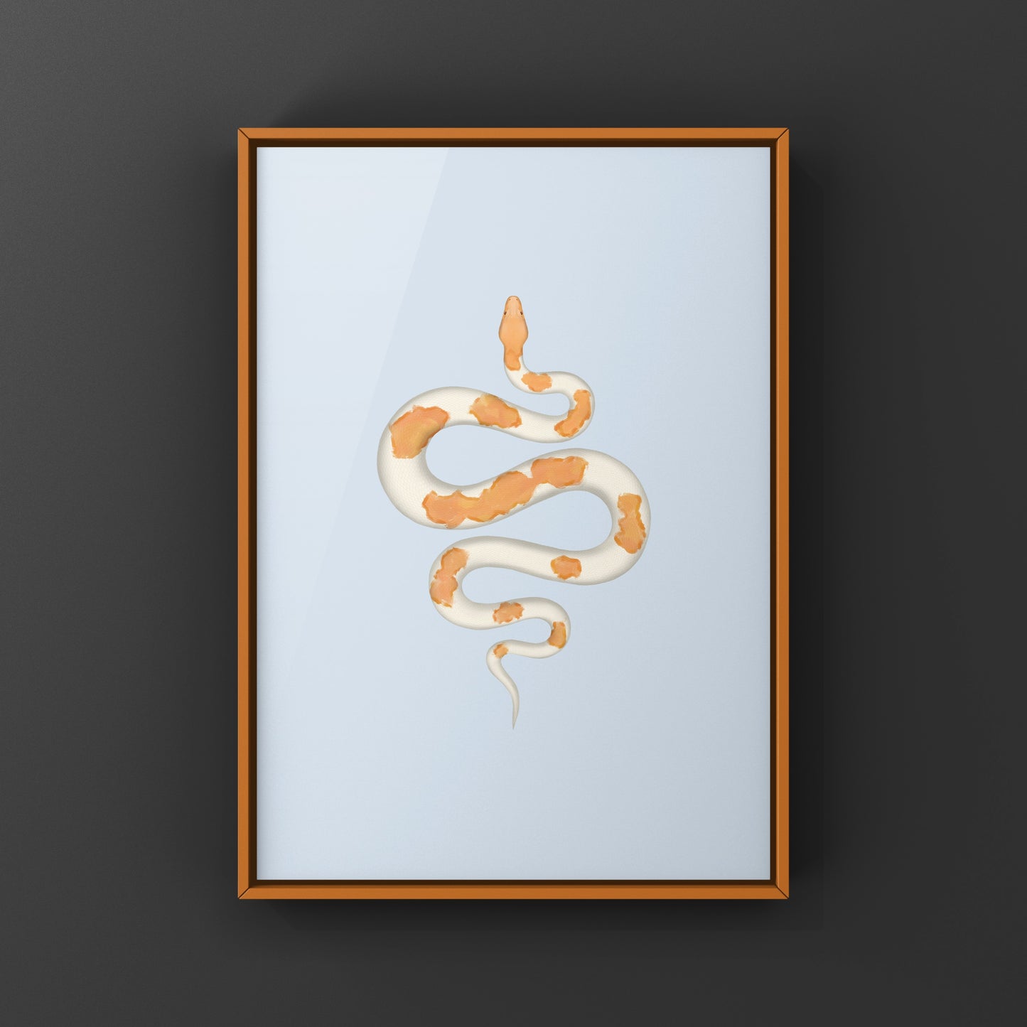 Albino Green Pied Burmese Python Art Print (Python bivittatus)