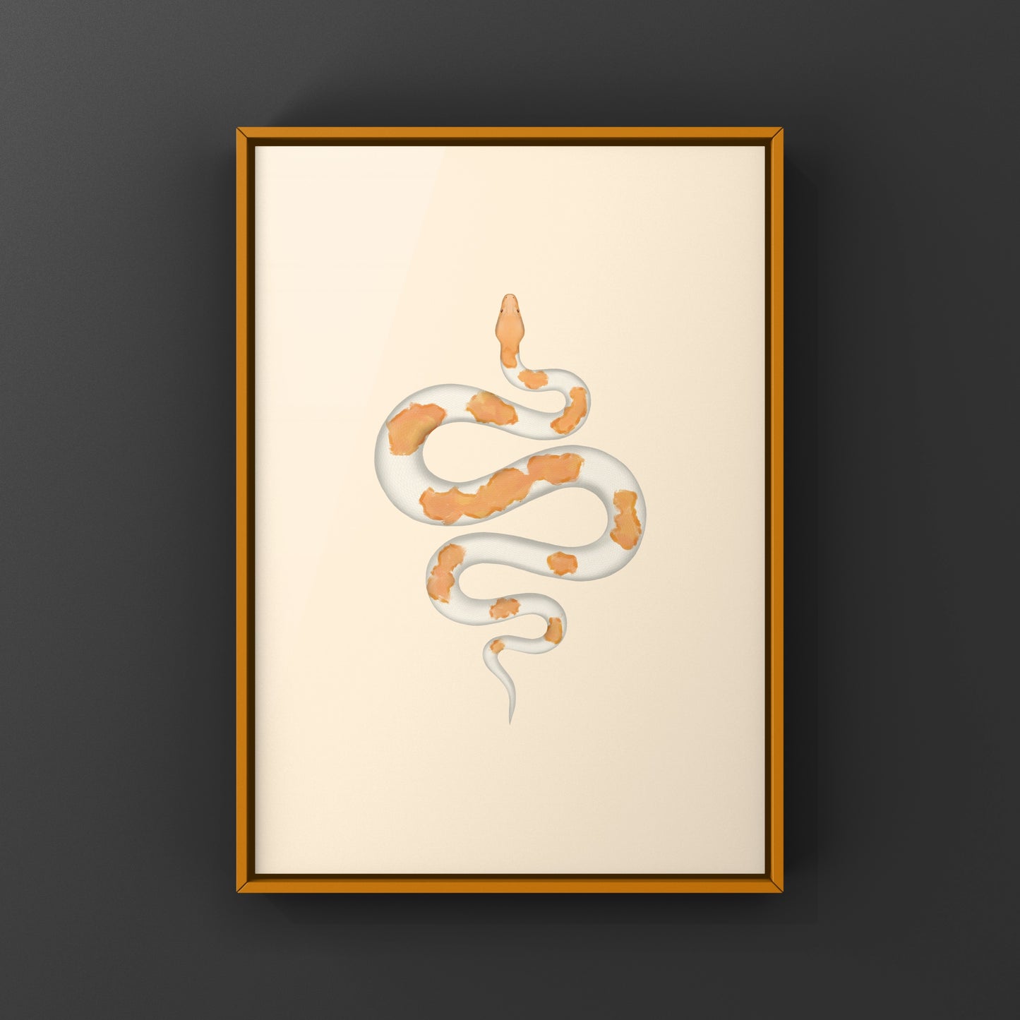Albino Green Pied Burmese Python Art Print (Python bivittatus)