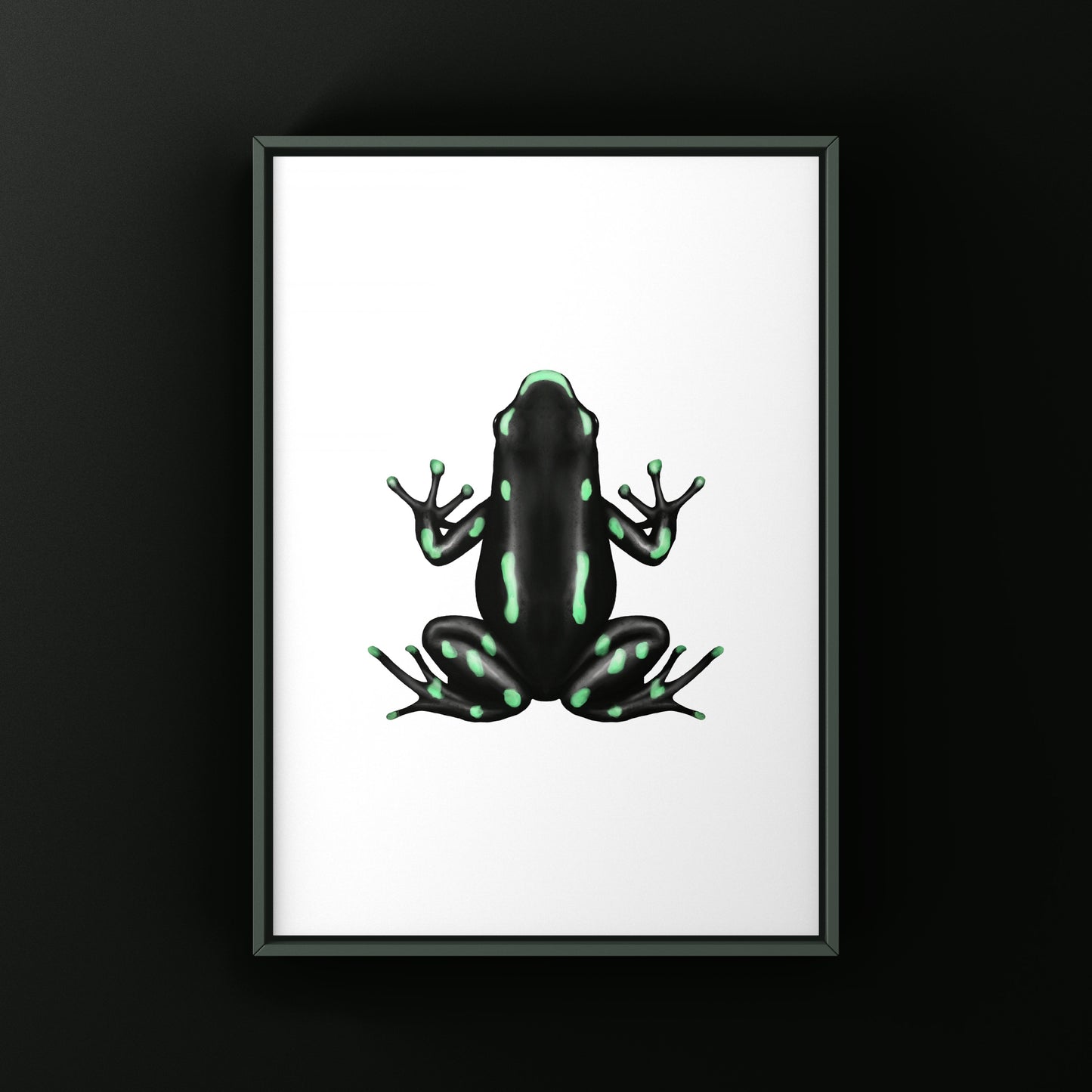 Ancon Hill Green And Black Poison Dart Frog Art Print (Dendrobates auratus)
