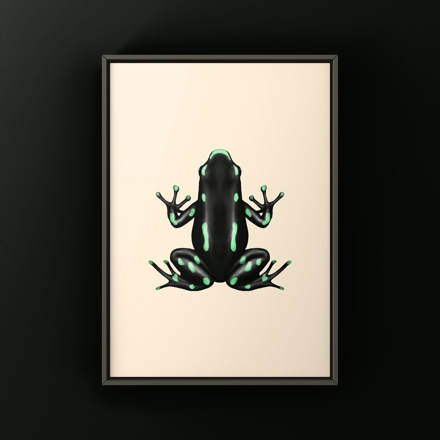 Ancon Hill Green And Black Poison Dart Frog Art Print (Dendrobates auratus)