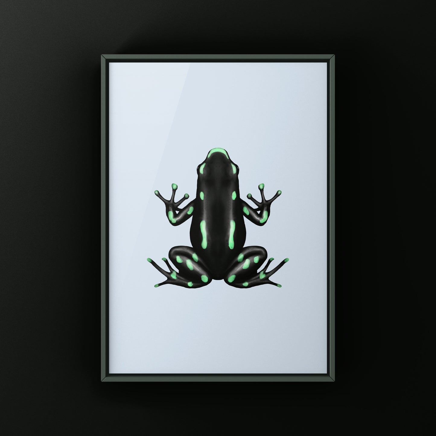 Ancon Hill Green And Black Poison Dart Frog Art Print (Dendrobates auratus)