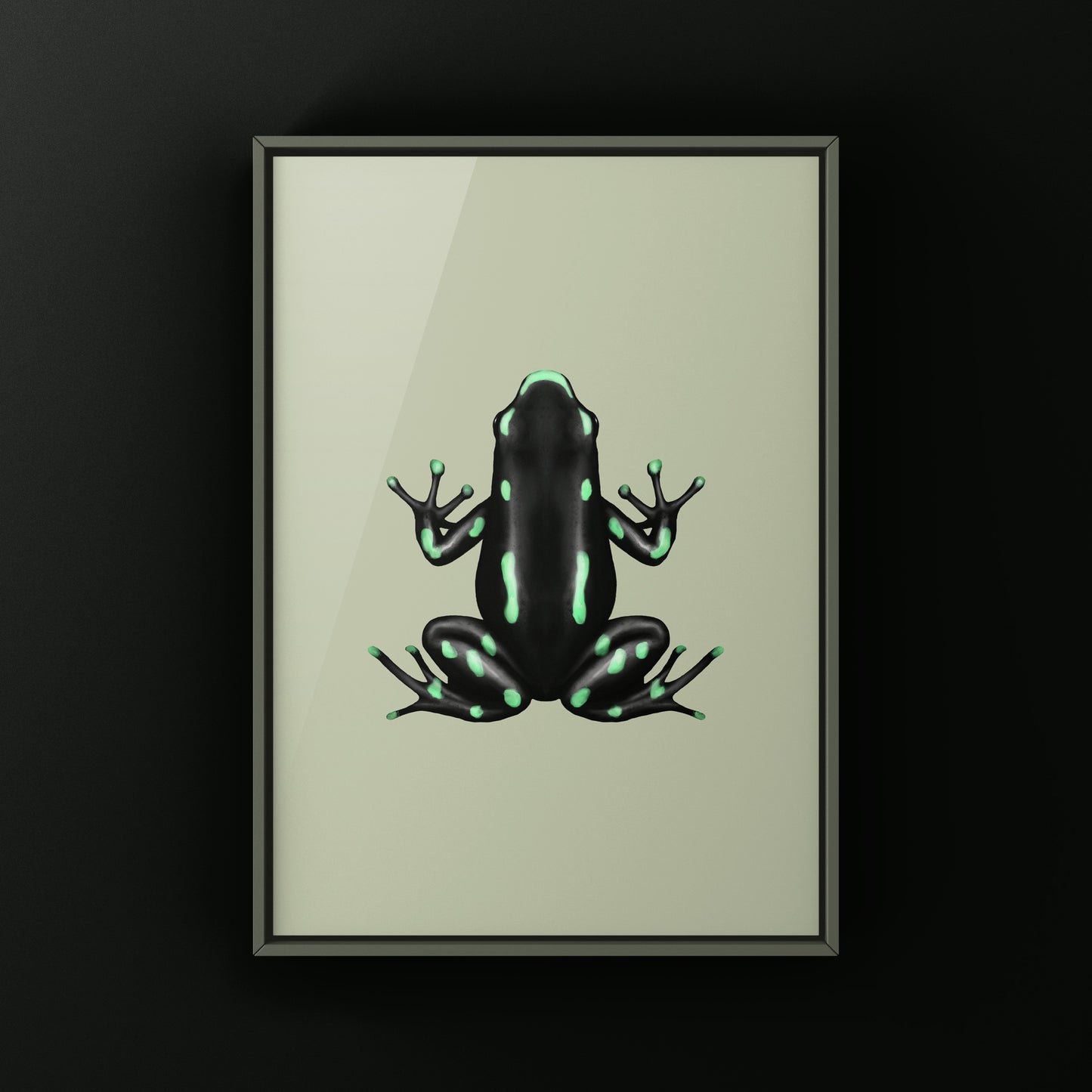 Ancon Hill Green And Black Poison Dart Frog Art Print (Dendrobates auratus)