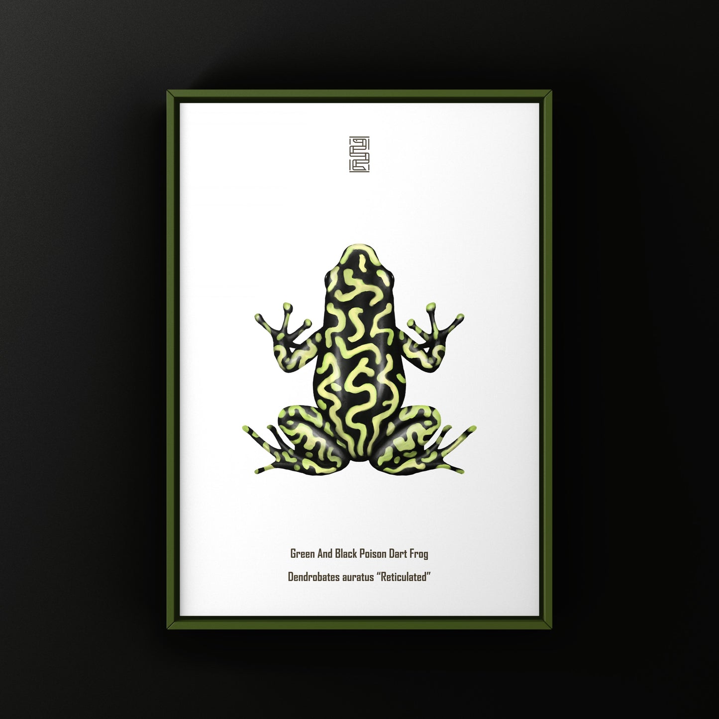Reticulated Green And Black Poison Dart Frog Art Print (Dendrobates auratus)