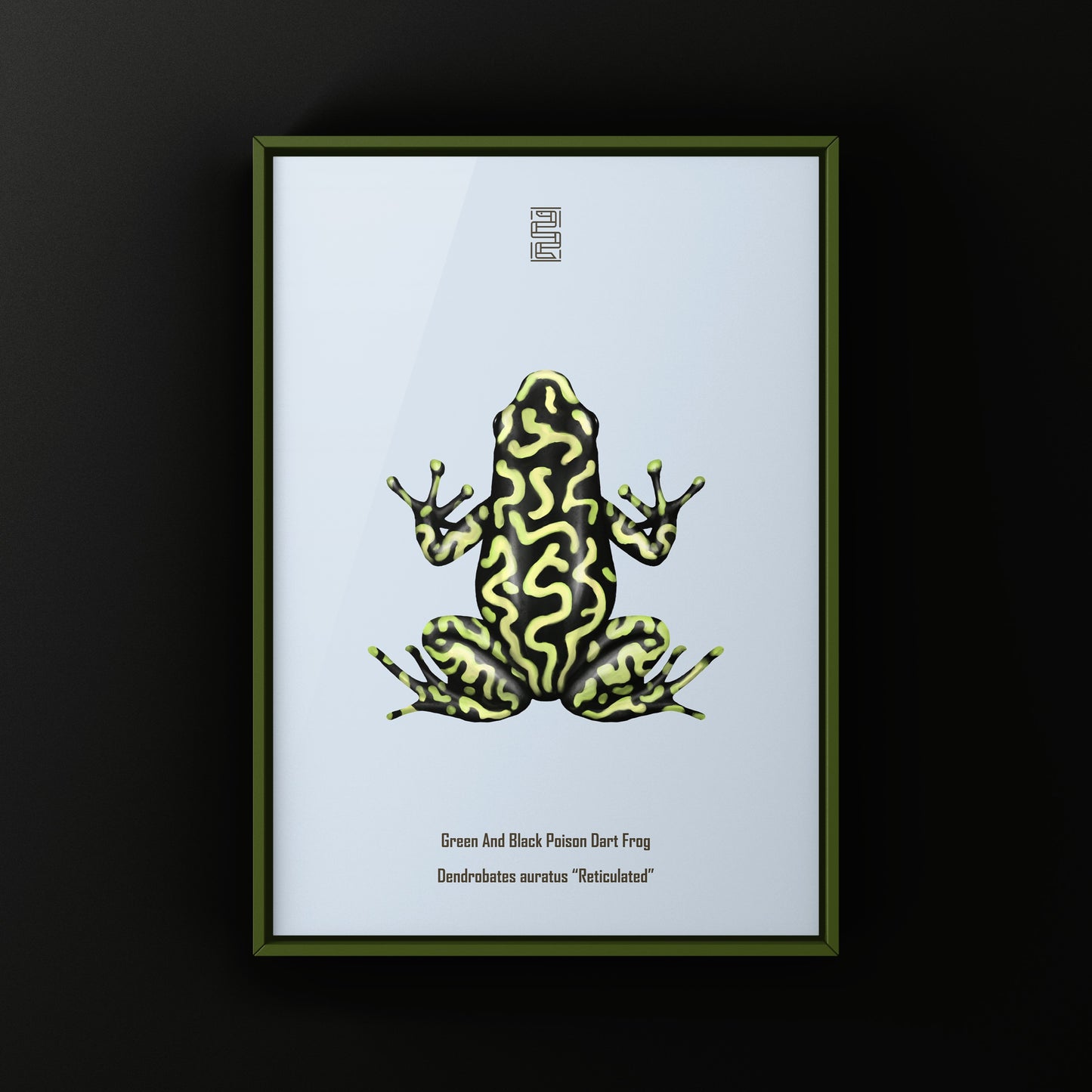 Reticulated Green And Black Poison Dart Frog Art Print (Dendrobates auratus)