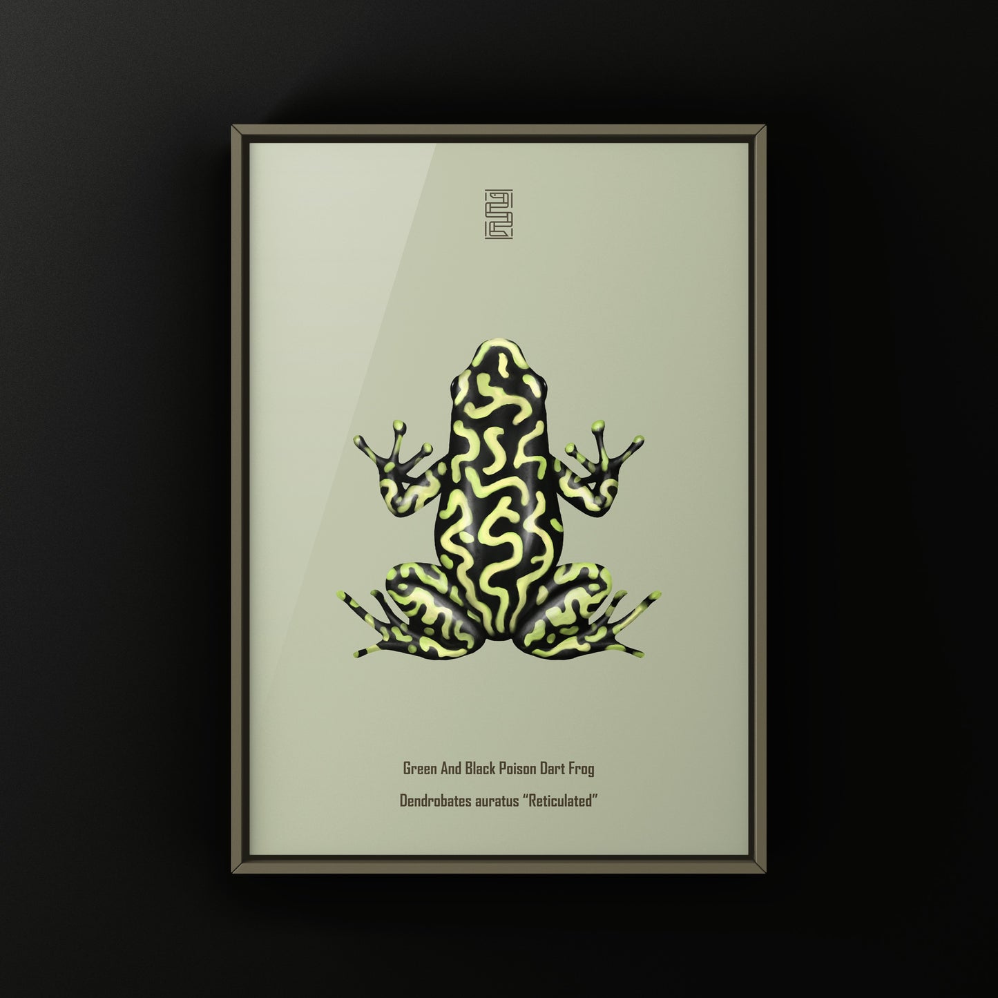Reticulated Green And Black Poison Dart Frog Art Print (Dendrobates auratus)