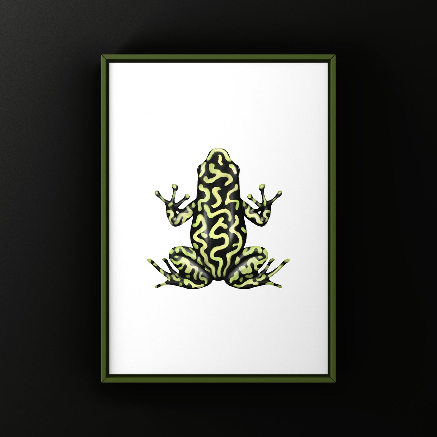 Reticulated Green And Black Poison Dart Frog Art Print (Dendrobates auratus)