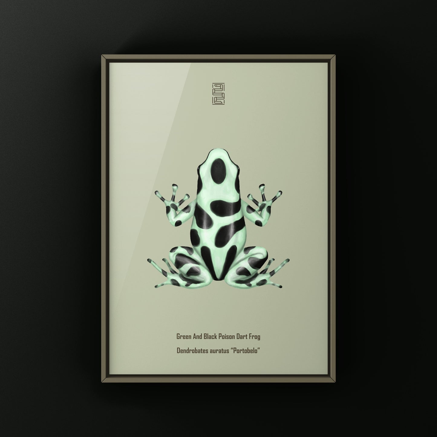 Portobelo Green And Black Poison Dart Frog Art Print (Dendrobates auratus)