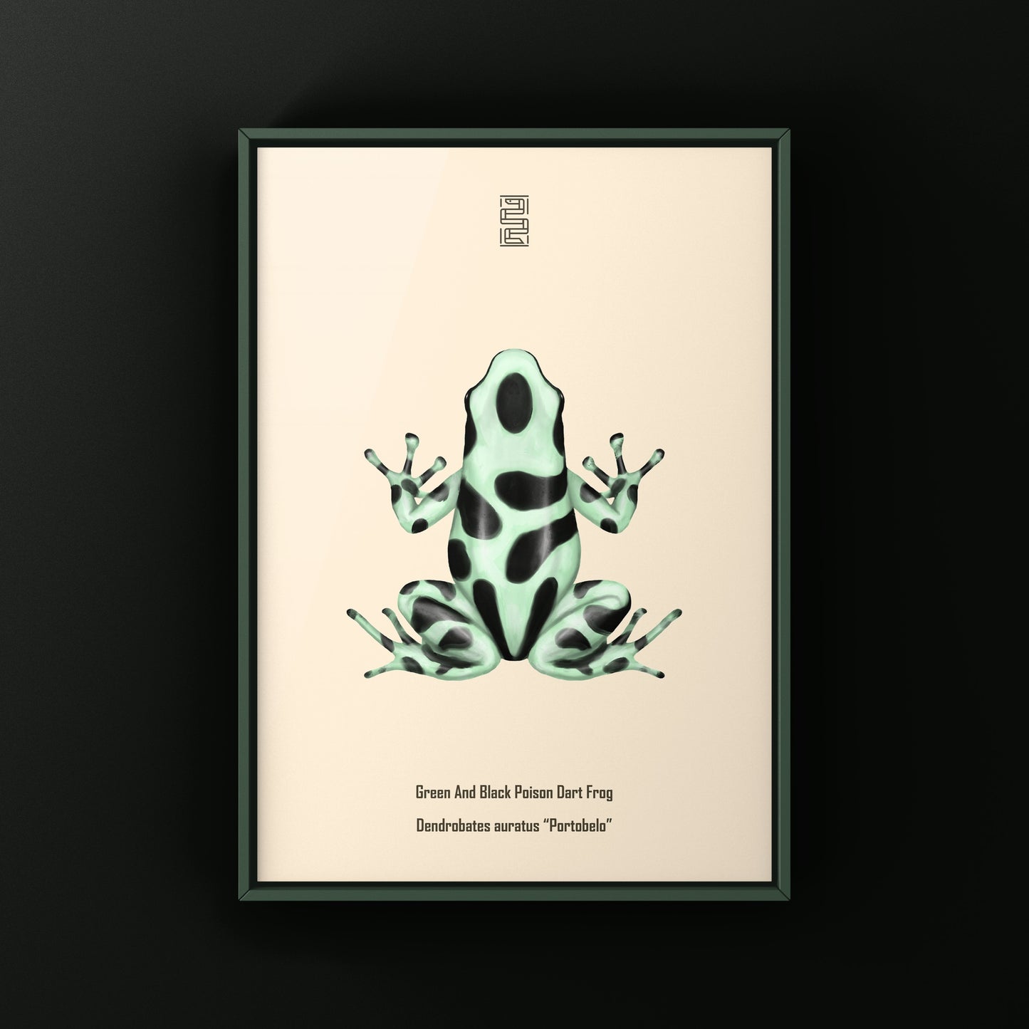 Portobelo Green And Black Poison Dart Frog Art Print (Dendrobates auratus)
