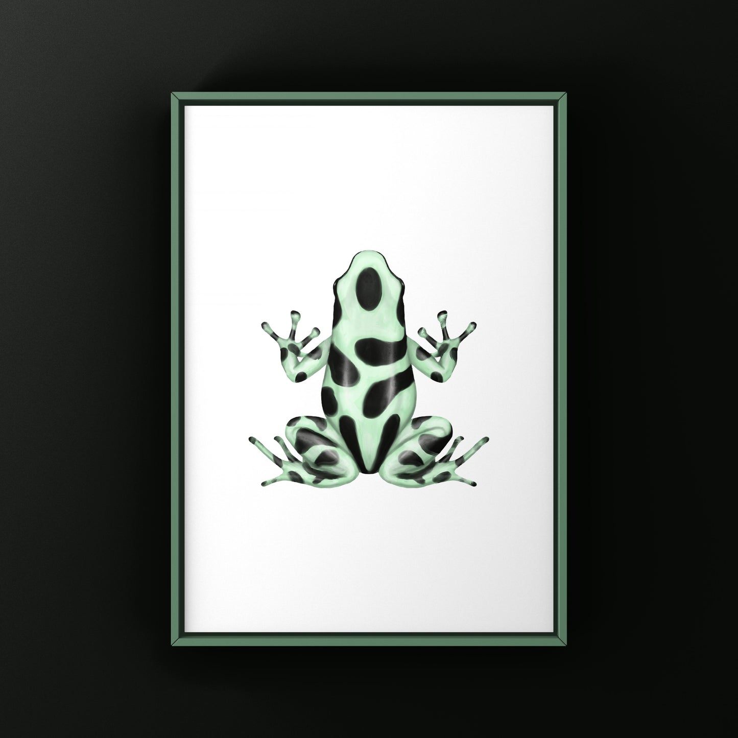 Portobelo Green And Black Poison Dart Frog Art Print (Dendrobates auratus)