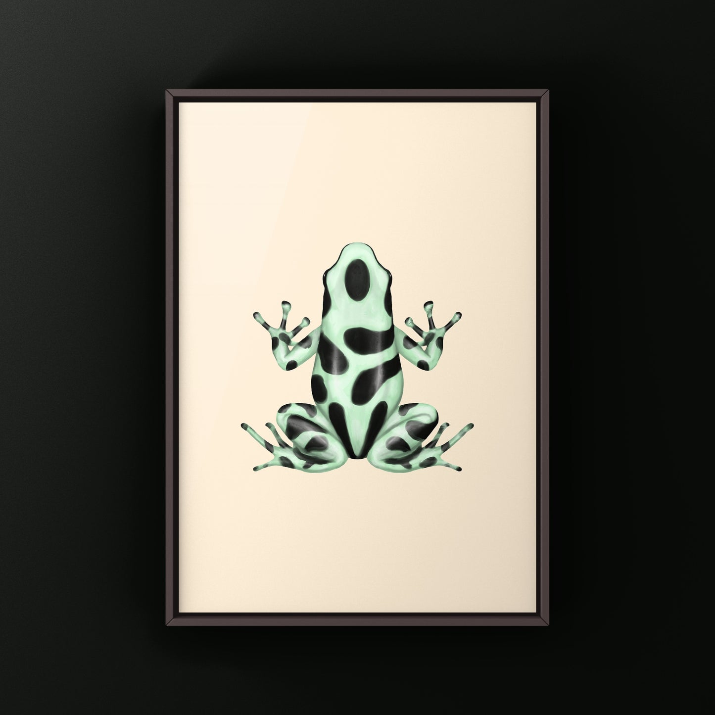 Portobelo Green And Black Poison Dart Frog Art Print (Dendrobates auratus)