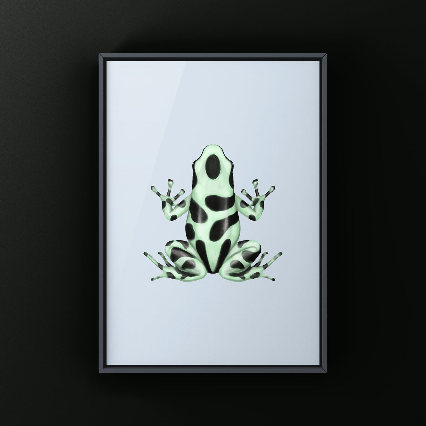 Portobelo Green And Black Poison Dart Frog Art Print (Dendrobates auratus)