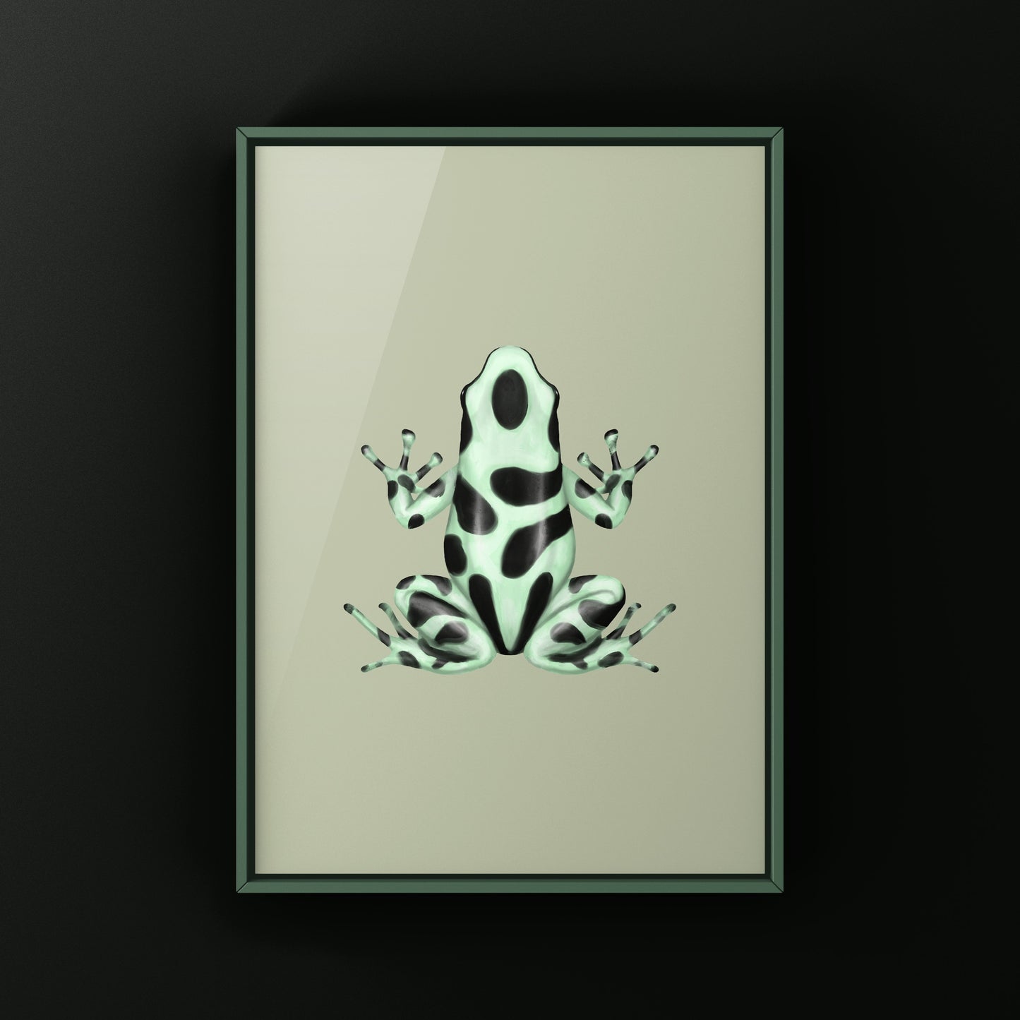 Portobelo Green And Black Poison Dart Frog Art Print (Dendrobates auratus)