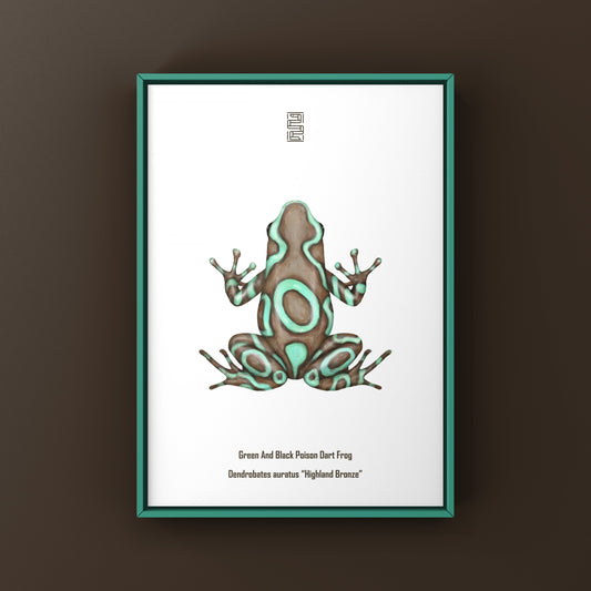 Highland Bronze Green And Black Poison Dart Frog Art Print (Dendrobates auratus)