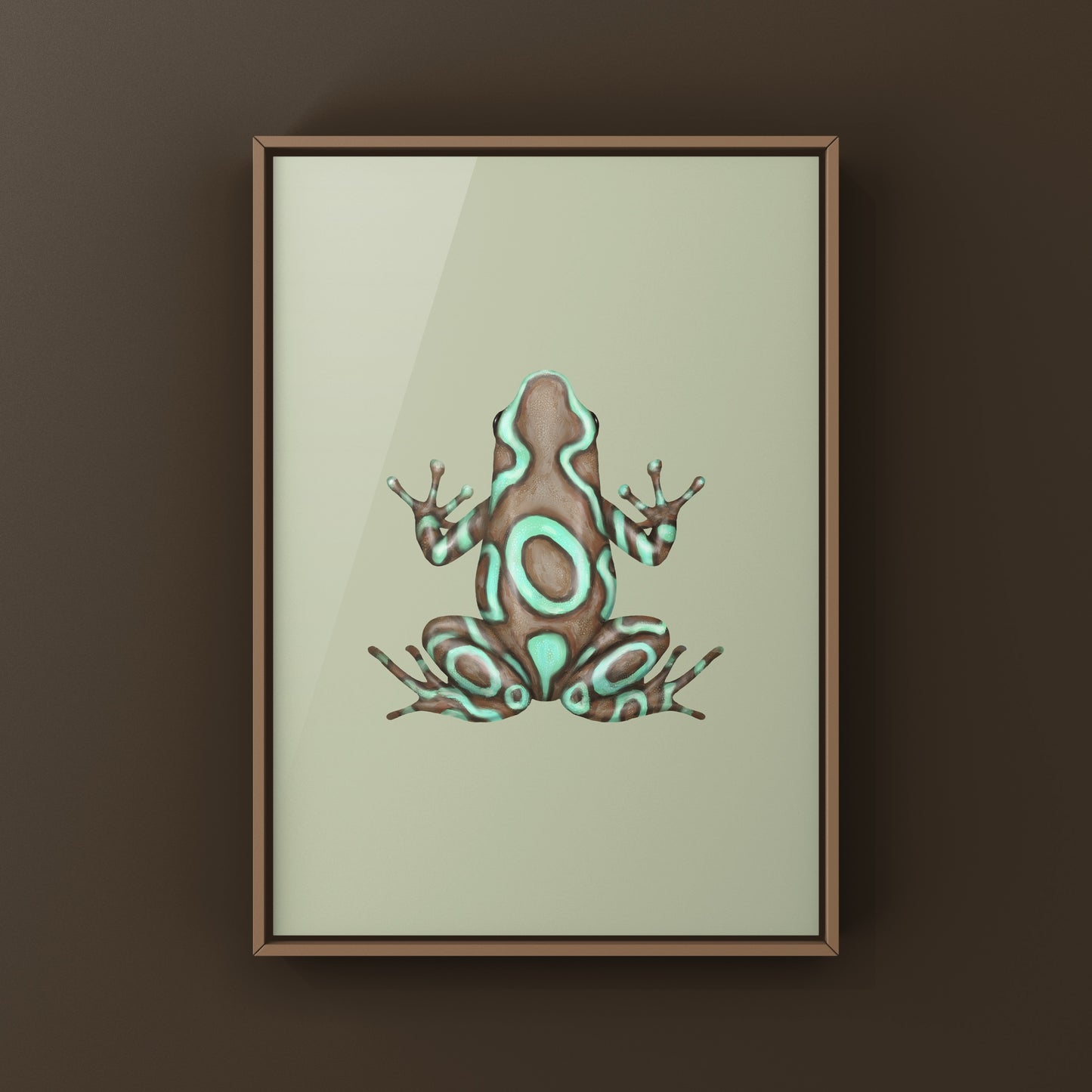 Highland Bronze Green And Black Poison Dart Frog Art Print (Dendrobates auratus)