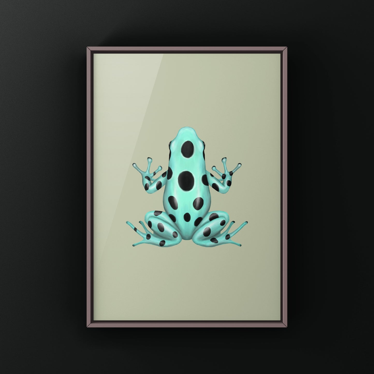 Microspot Green And Black Poison Dart Frog (Dendrobates auratus) Photographic Art Print from The Silk Ranch