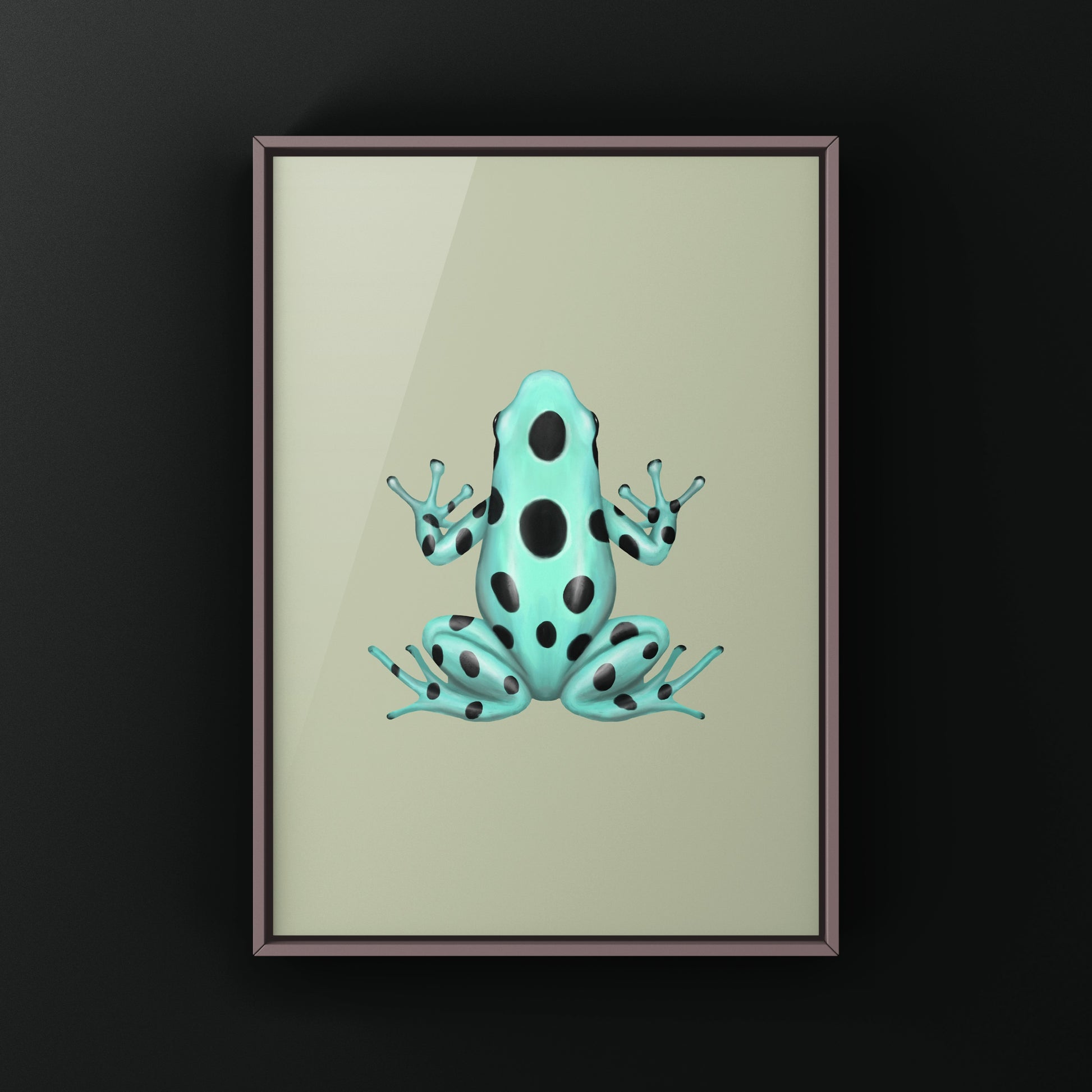 Microspot Green And Black Poison Dart Frog (Dendrobates auratus) Photographic Art Print from The Silk Ranch