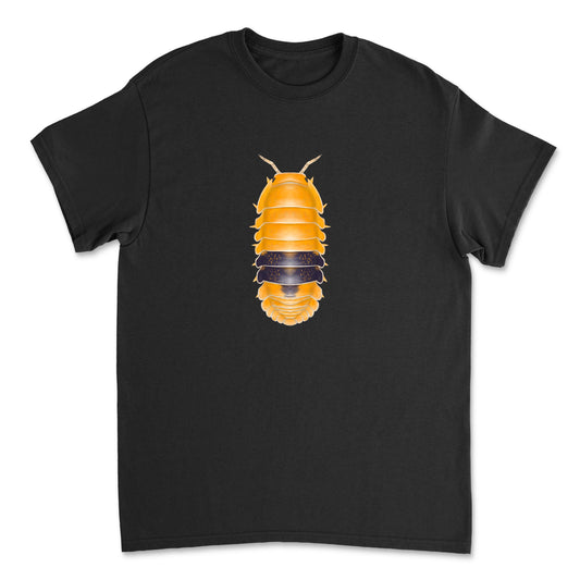 Amber Ducky Isopod Art T-shirt by Mingo Art featuring a colorful isopod design on a casual T-shirt.