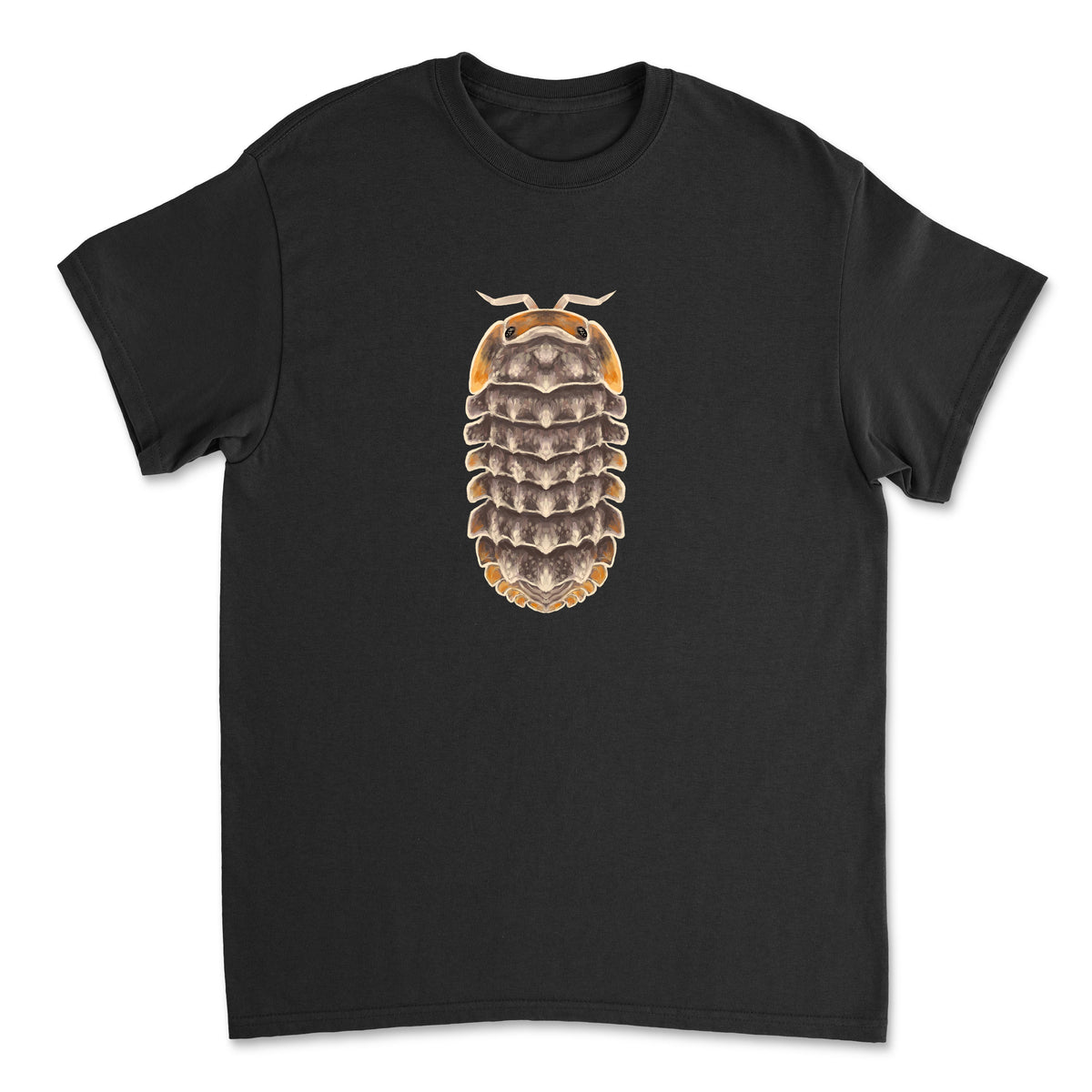Shiny Gator Isopod Art T-Shirt by Mingo Art featuring a vibrant gator-themed design on a comfortable T-shirt.