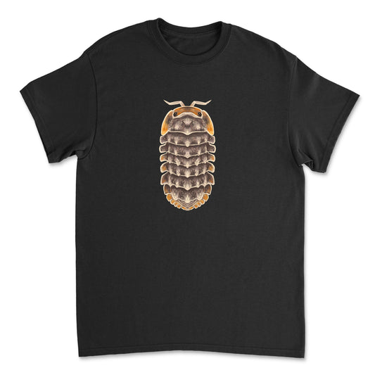 Shiny Gator Isopod Art T-Shirt by Mingo Art featuring a vibrant gator-themed design on a comfortable T-shirt.