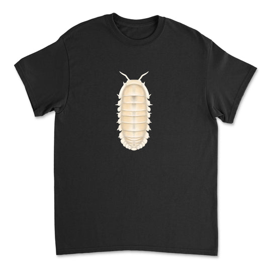 Glacier Isopod Art T-Shirt by Mingo Art, featuring a detailed aquatic creature graphic on a classic T-shirt.