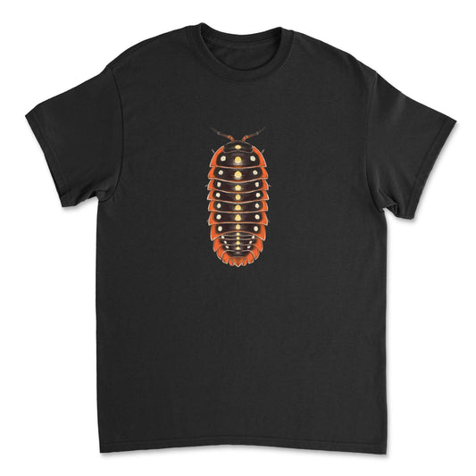 Gildan G5000 clown isopod art T-shirt from Mingo Art featuring colorful cartoon-style isopod graphic on front.