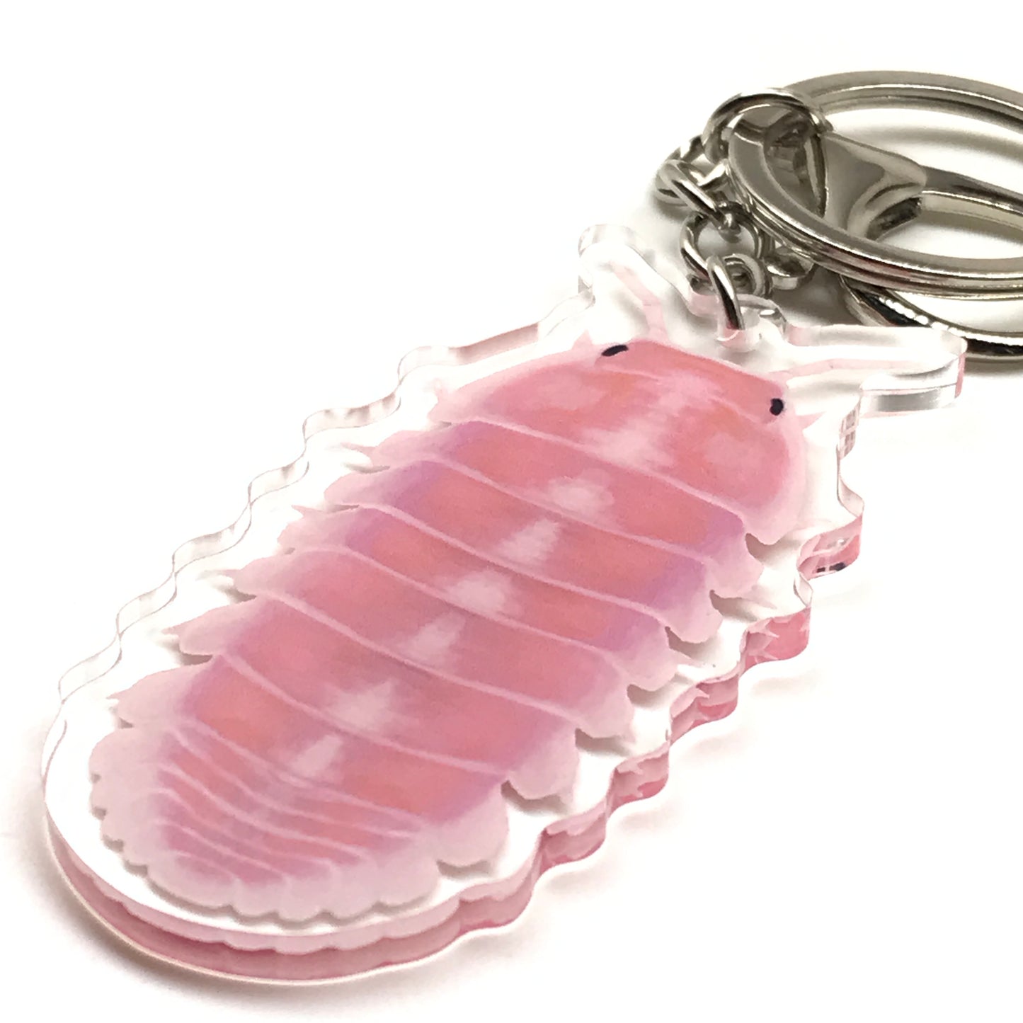 Cherry Blossom Isopod keychain from The Silk Ranch, acrylic charm featuring Cubaris Sp. Cherry Blossom design.