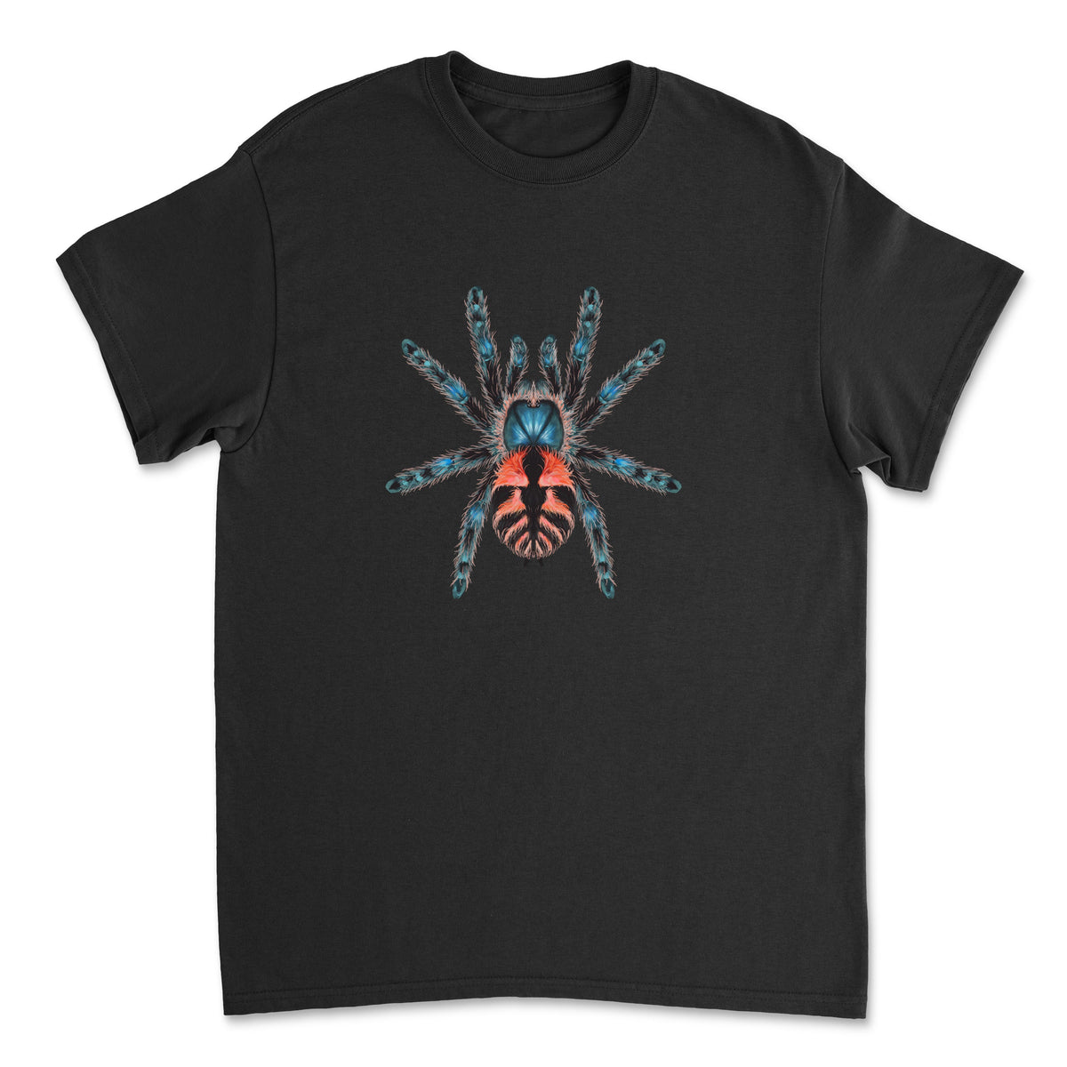 Bright yellow and black Incendigo Jewel Tarantula T-shirt by Mingo Art featuring detailed spider artwork on the front.
