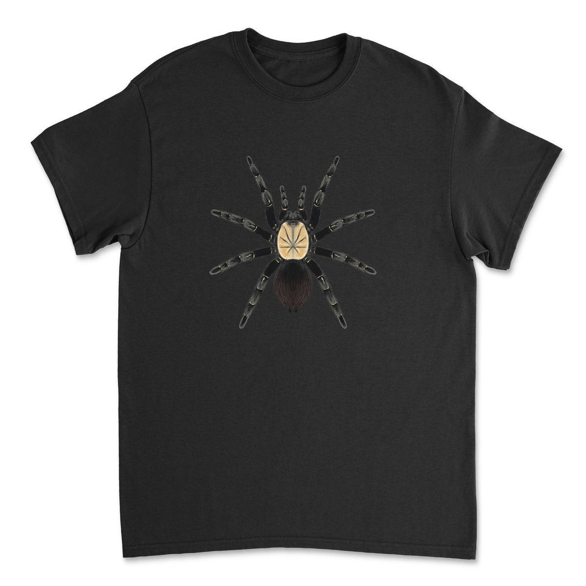 Thai Bamboo Tarantula Taksinus bambus art T-shirt by Mingo Art displayed on a Gildan 5000 front view.